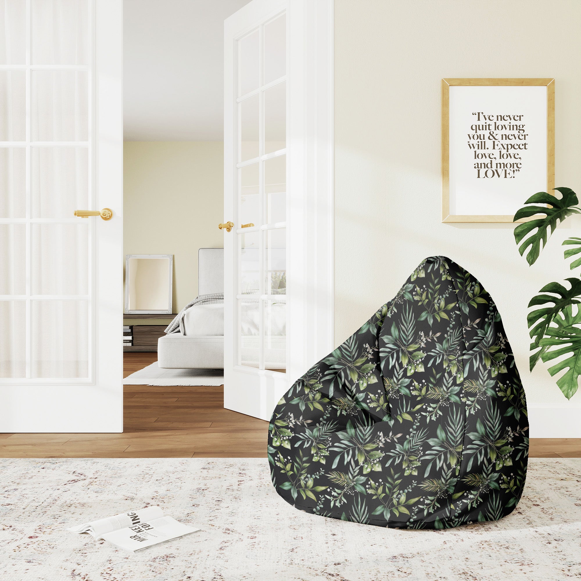 Pearshape Pouf Watercolor Elegant Floral-M-Oxford