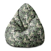 Pearshape Pouf Green-Black Monstera-S-Velvet