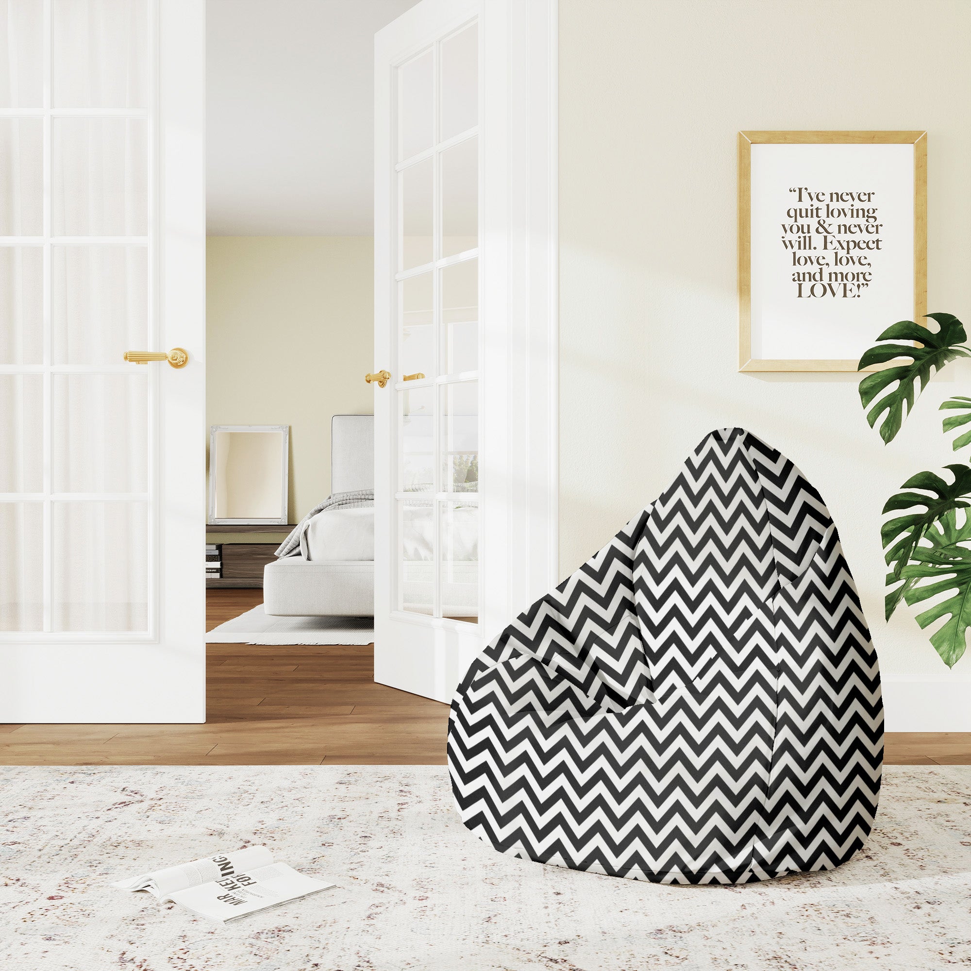 Pearshape Pouf Zig Zag Black-M-Oxford