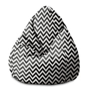 Pearshape Pouf Zig Zag Black-S-Velvet