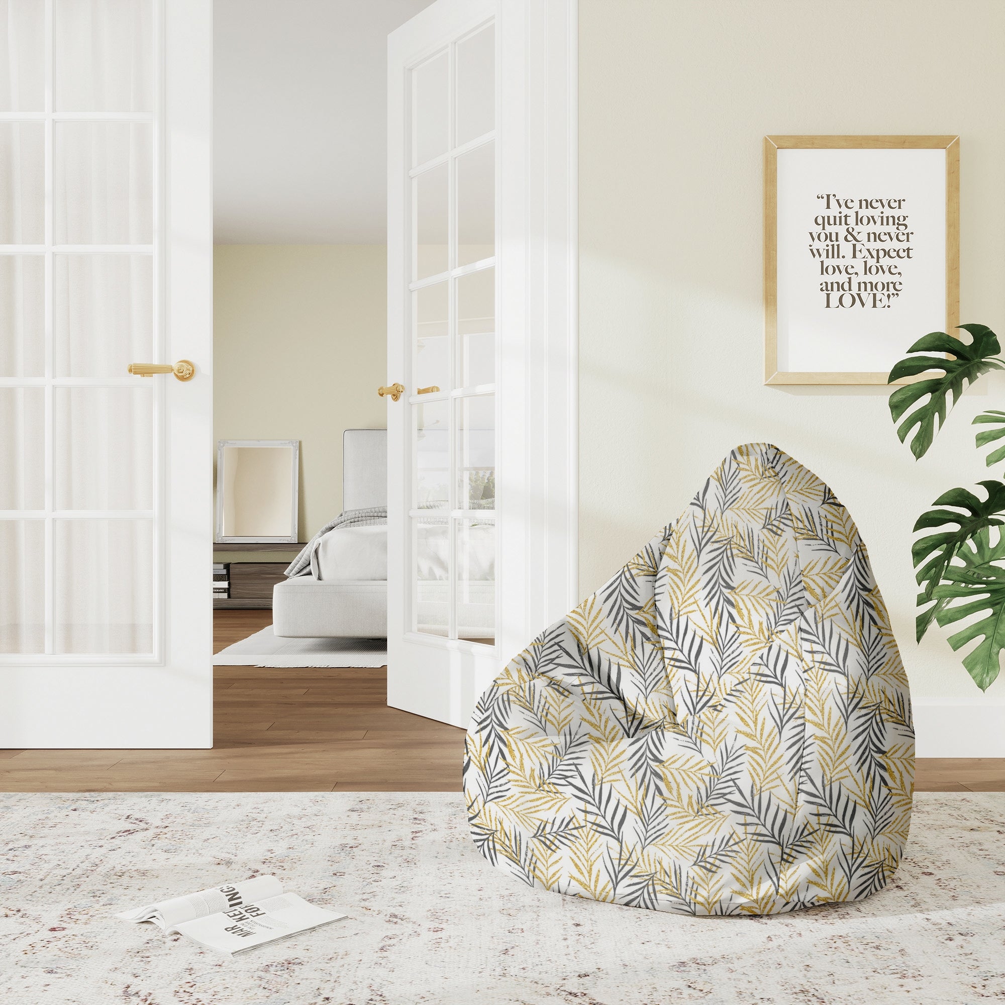 Pearshape Pouf Golden Leaves-M-Oxford