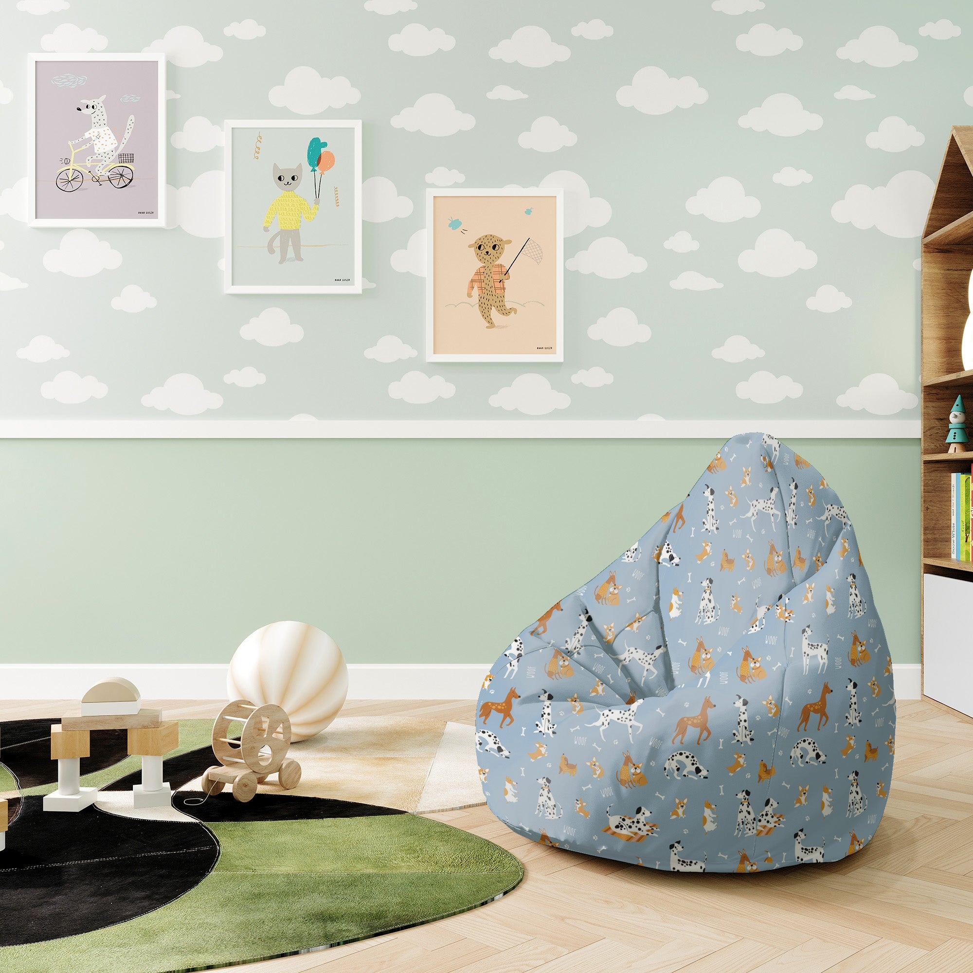 Pearshape Pouf Cartoon Dogs-S-Oxford