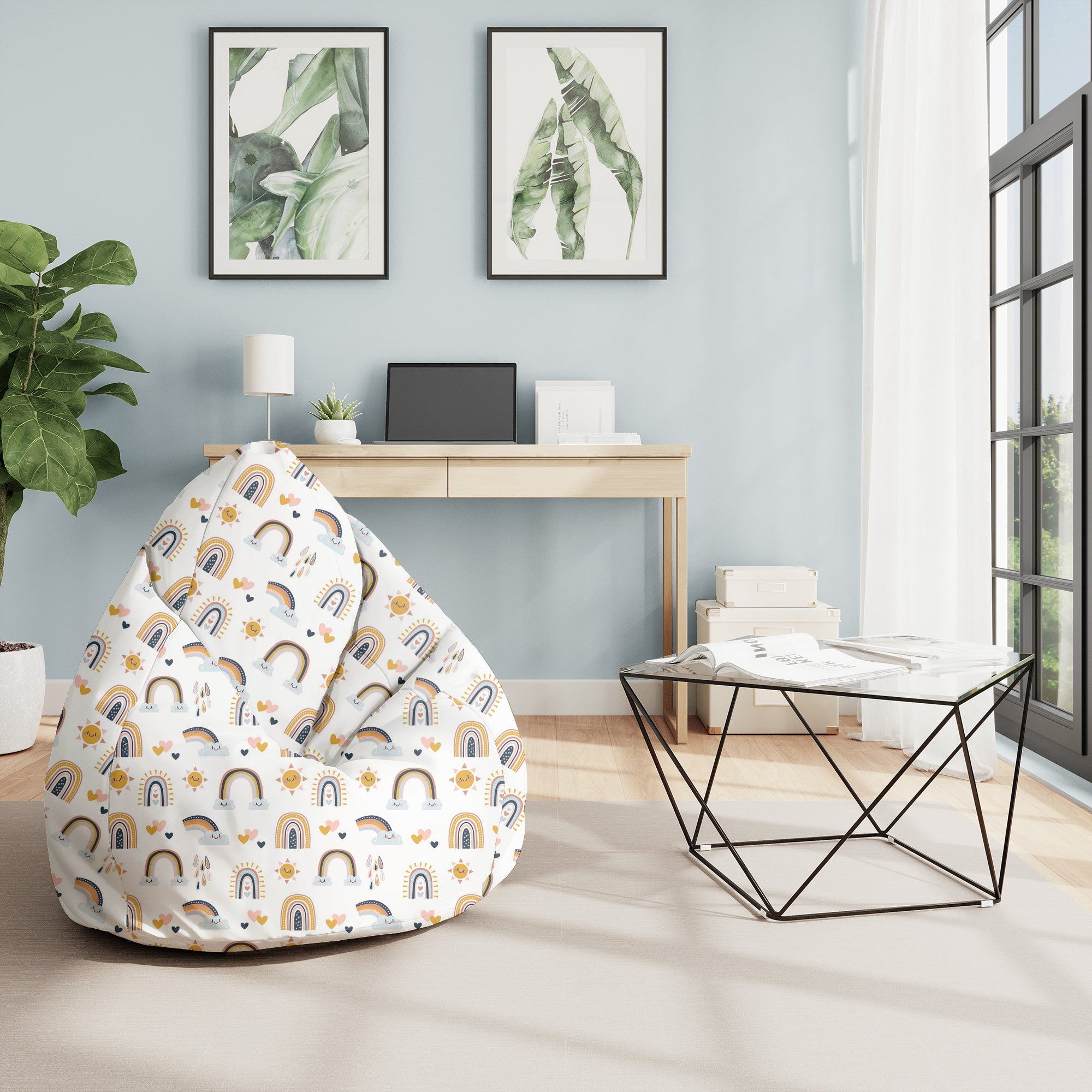 Pearshape Pouf Cartoon Rainbow and Sun-M-Oxford