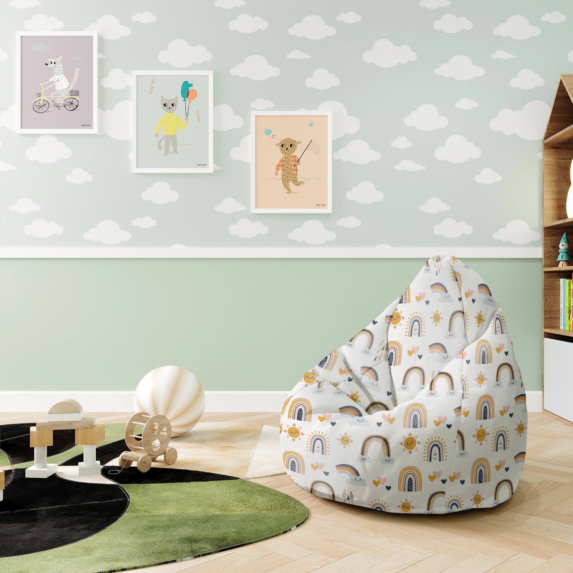Sitzsack Pearshape Cartoon Regenbogen und Sonne-S-Oxford