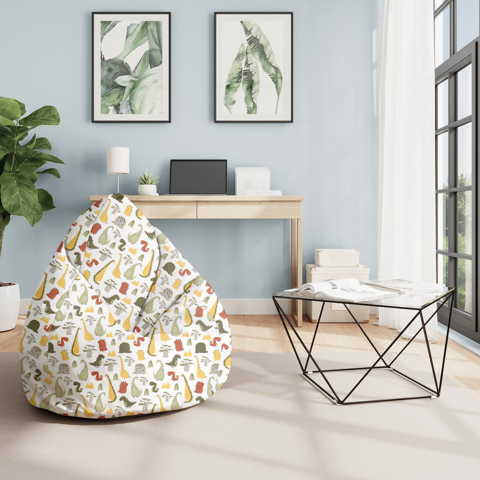 Pearshape Pouf Cartoon Style Dinosaur-M-Oxford