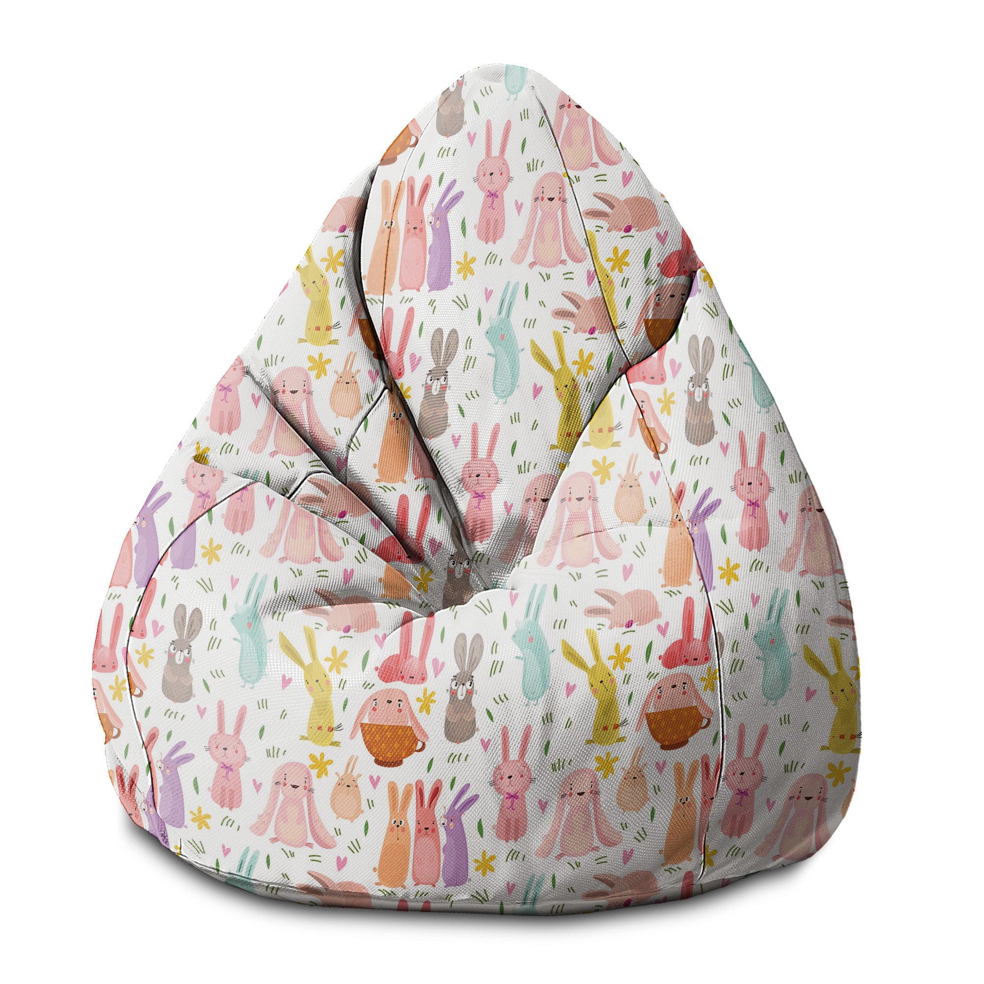 Pearshape Pouf Colorful Rabbits