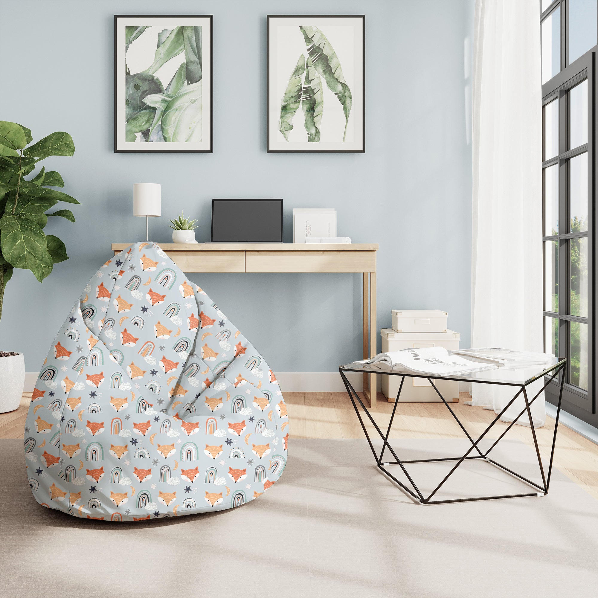 Pearshape Pouf Foxes Pastel-M-Oxford