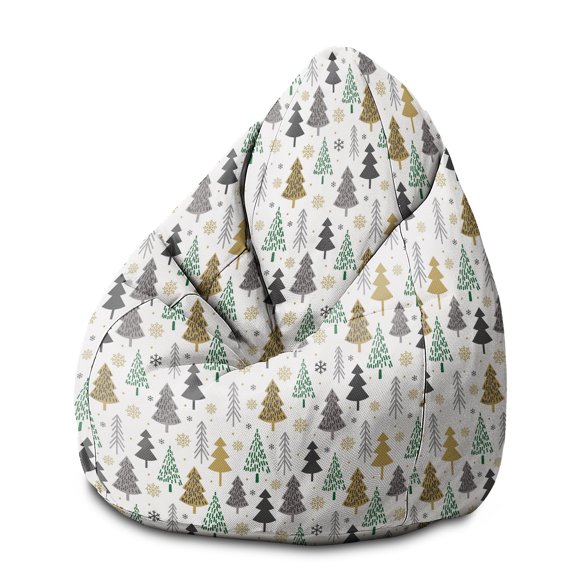 Pearshape Pouf Gold and Green Christmas Trees-M-Oxford
