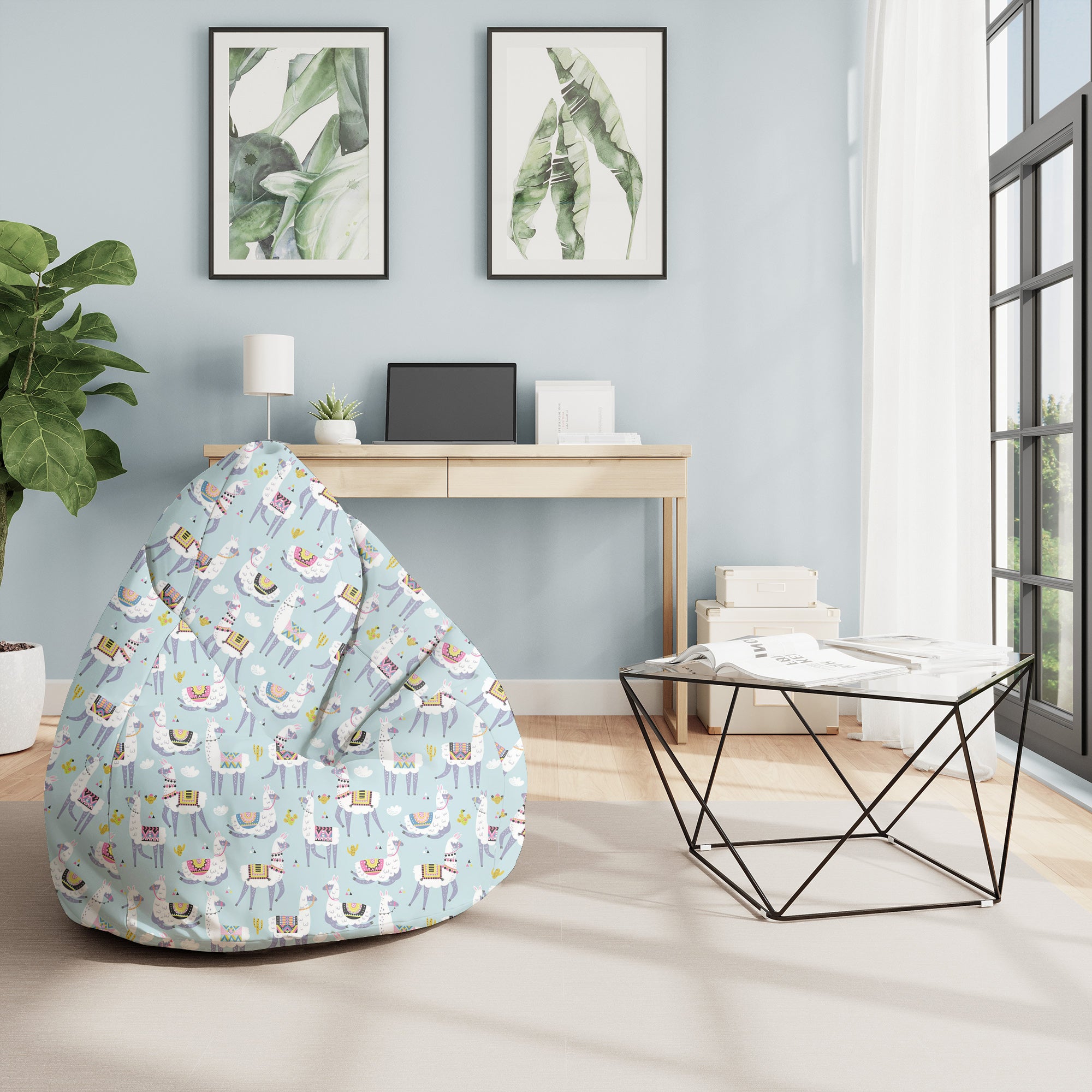 Pearshape Pouf Llama and Cactus-M-Oxford