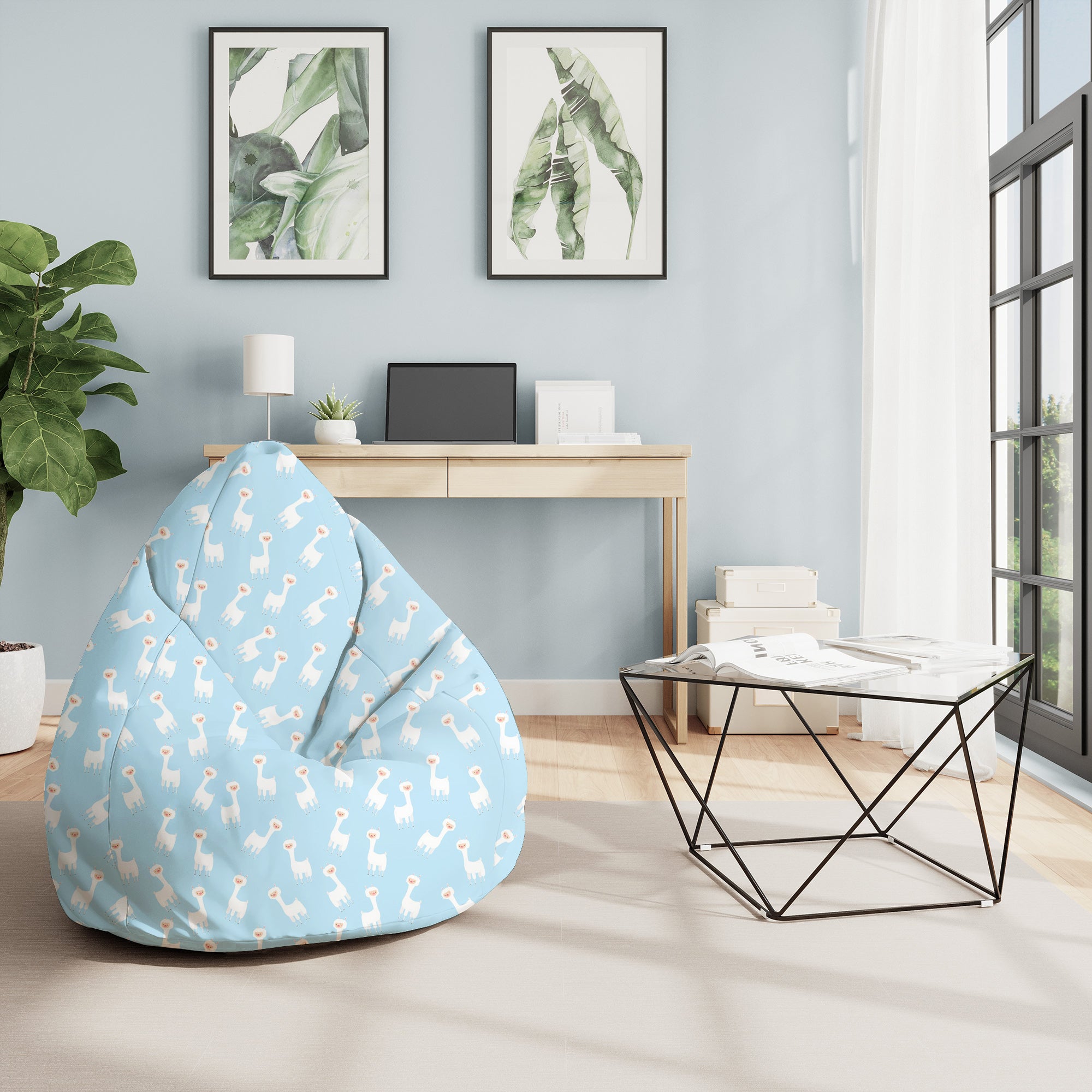 Sitzsack Birnenform Lama Blau-M-Oxford