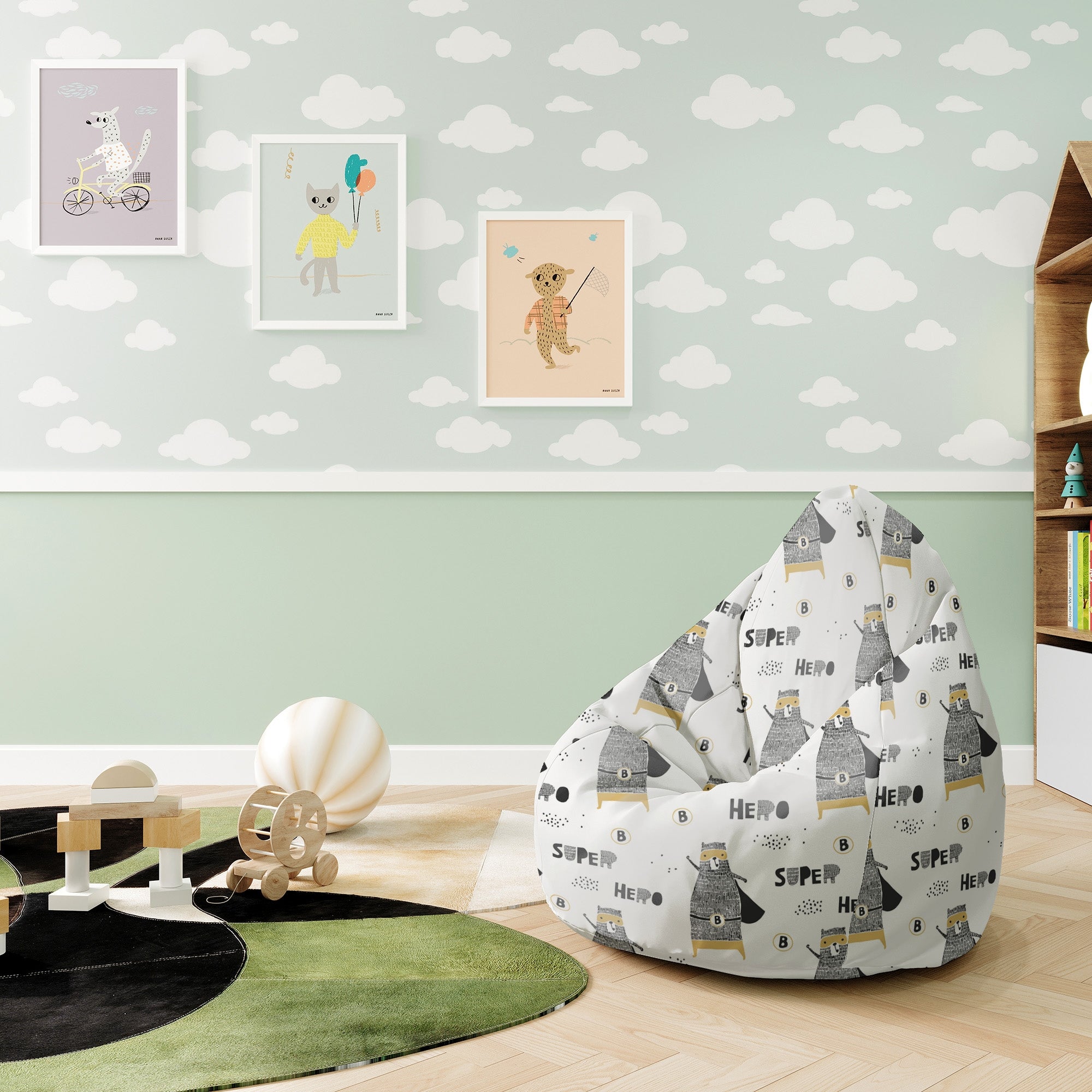 Pearshape Pouf Superhero Bear-S-Oxford
