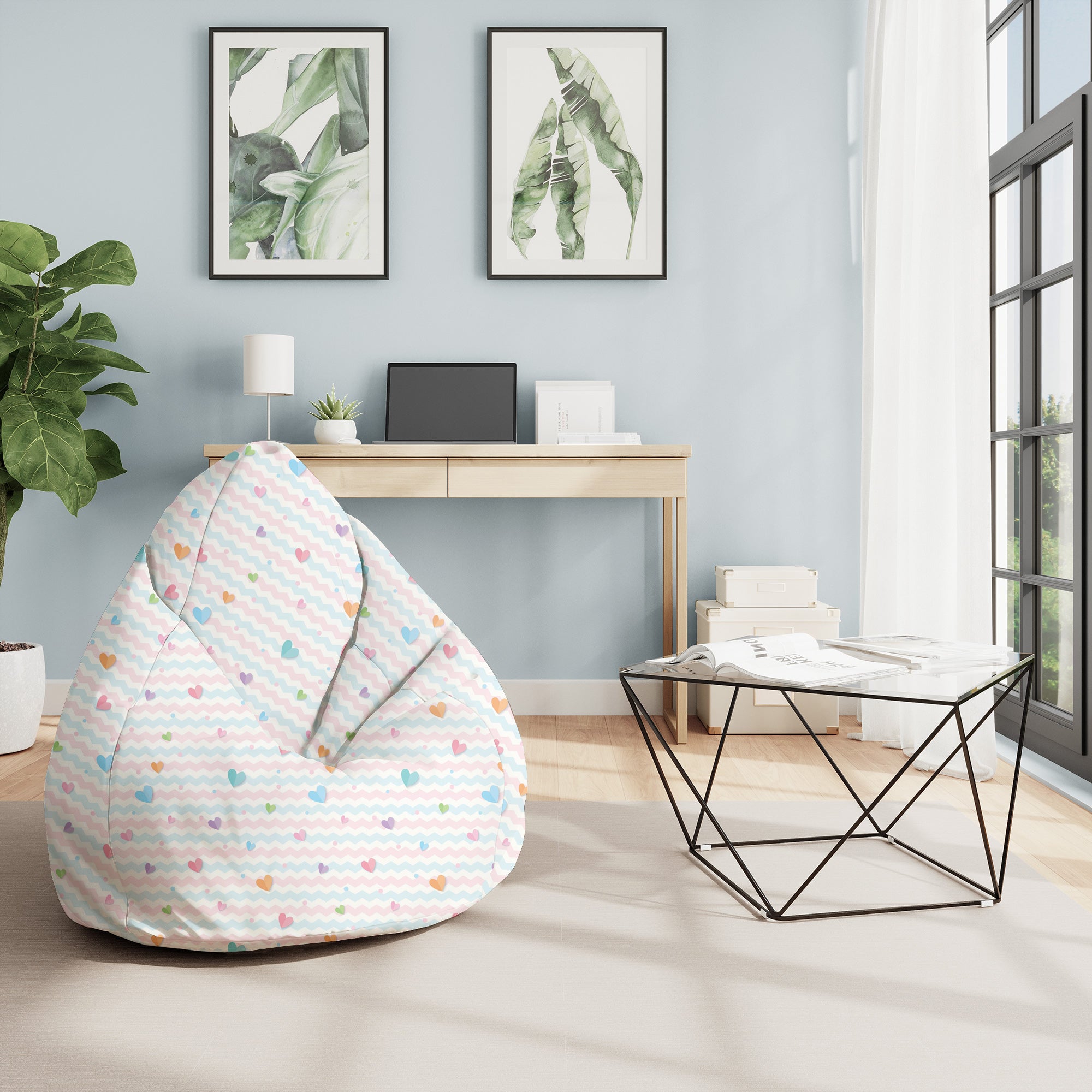 Pearshape Pouf Pastel Hearts-M-Oxford