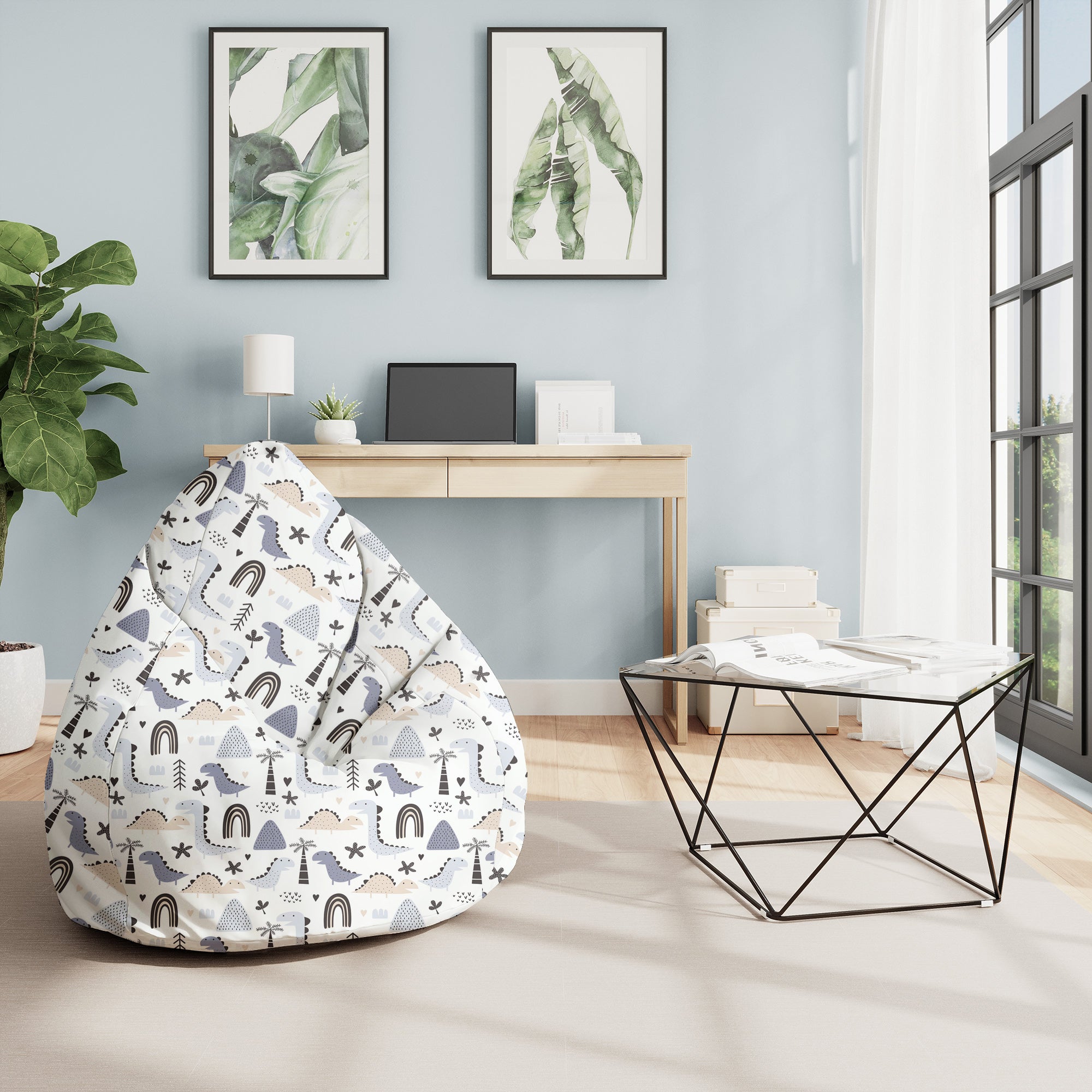 Pearshape Pouf Pastel Kids Dinosaur-M-Oxford