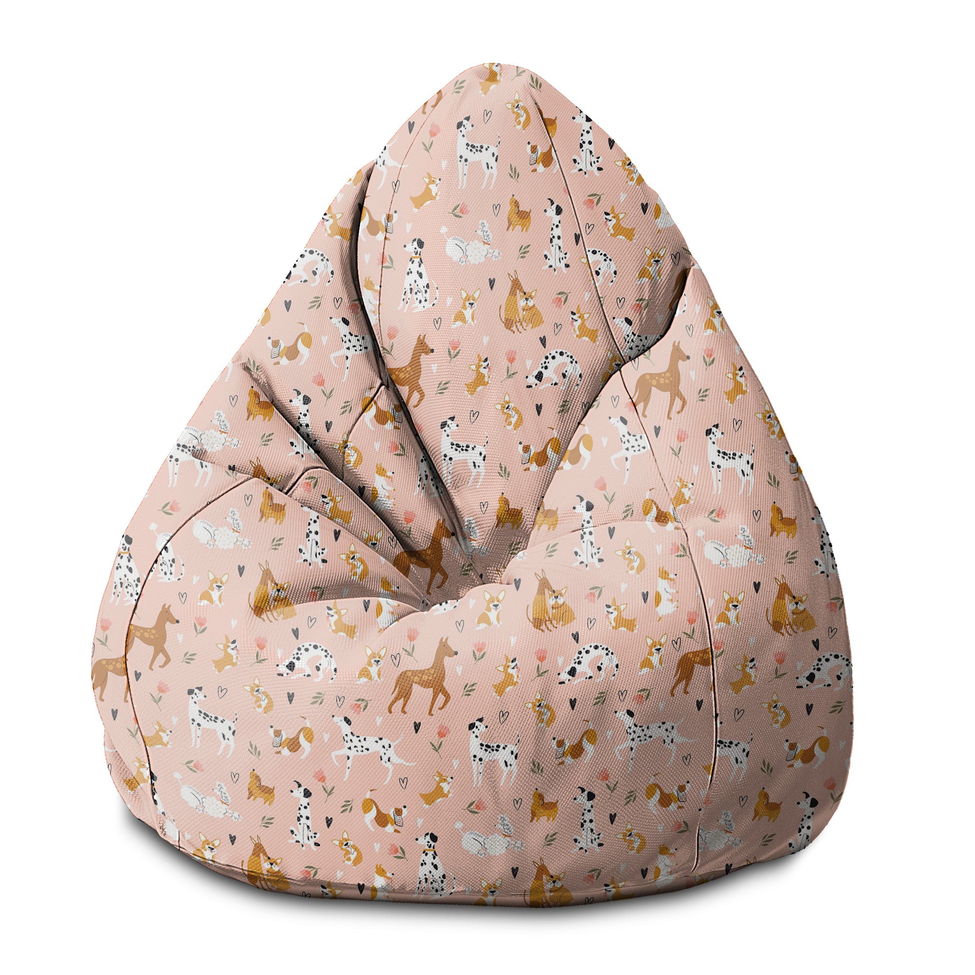 Pearshape Pouf Pink Cartoon Dogs-S-Velvet