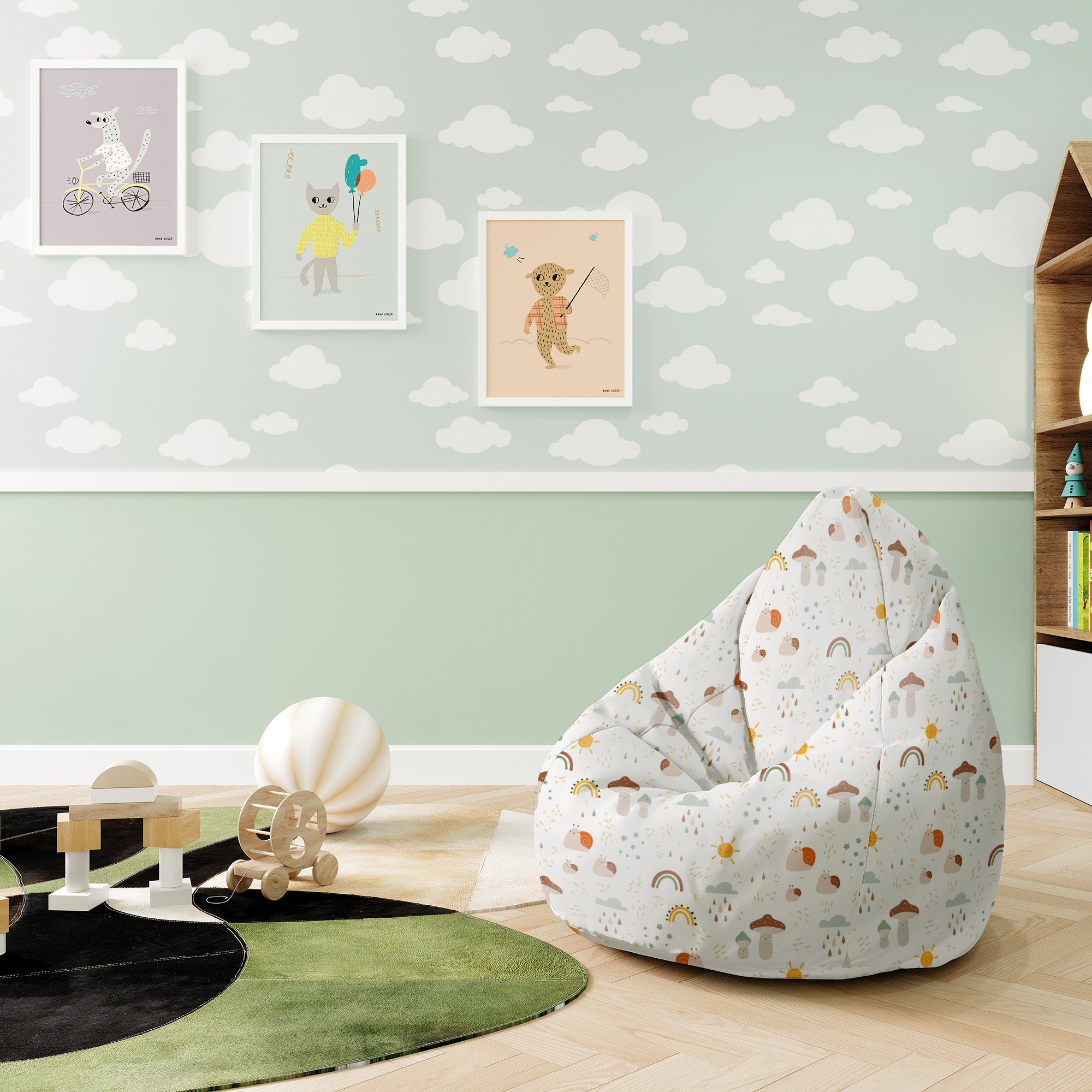 Pearshape Pouf Autumn Mushroom-S-Oxford