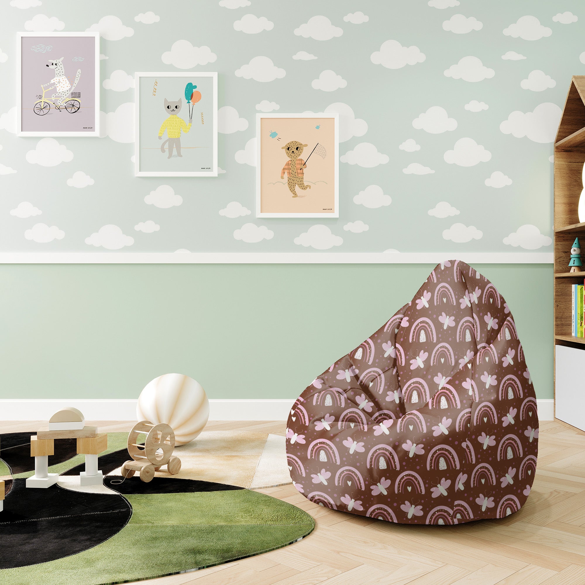 Pearshape Pouf Butterflies and Rainbows