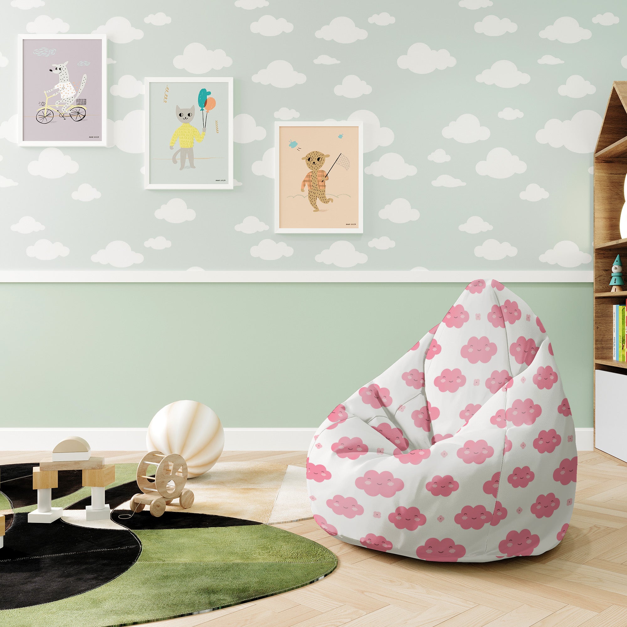 Pearshape Pouf Cloudy Sunny-S-Velvet