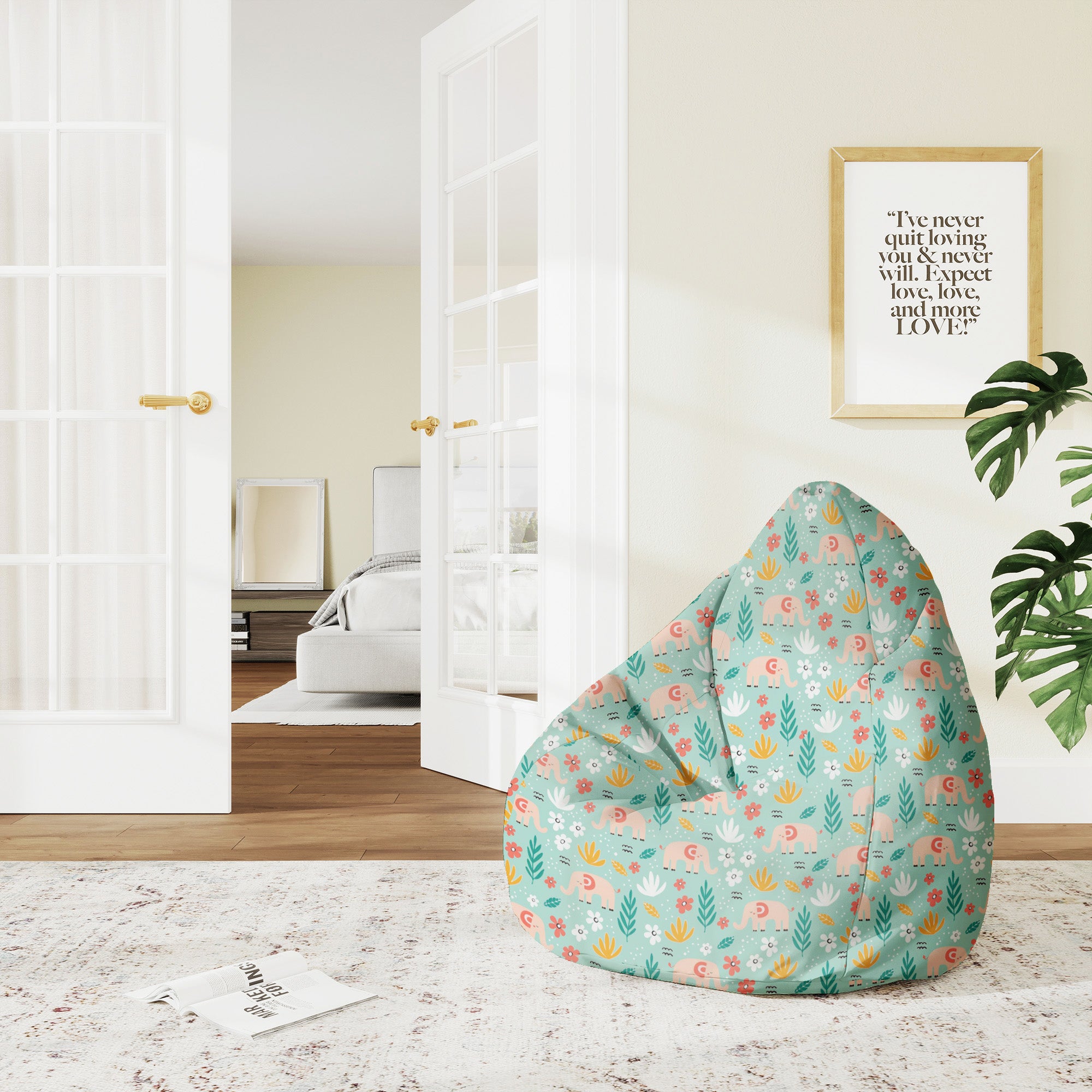 Pearshape Elephant Morning-M Velvet Pouf