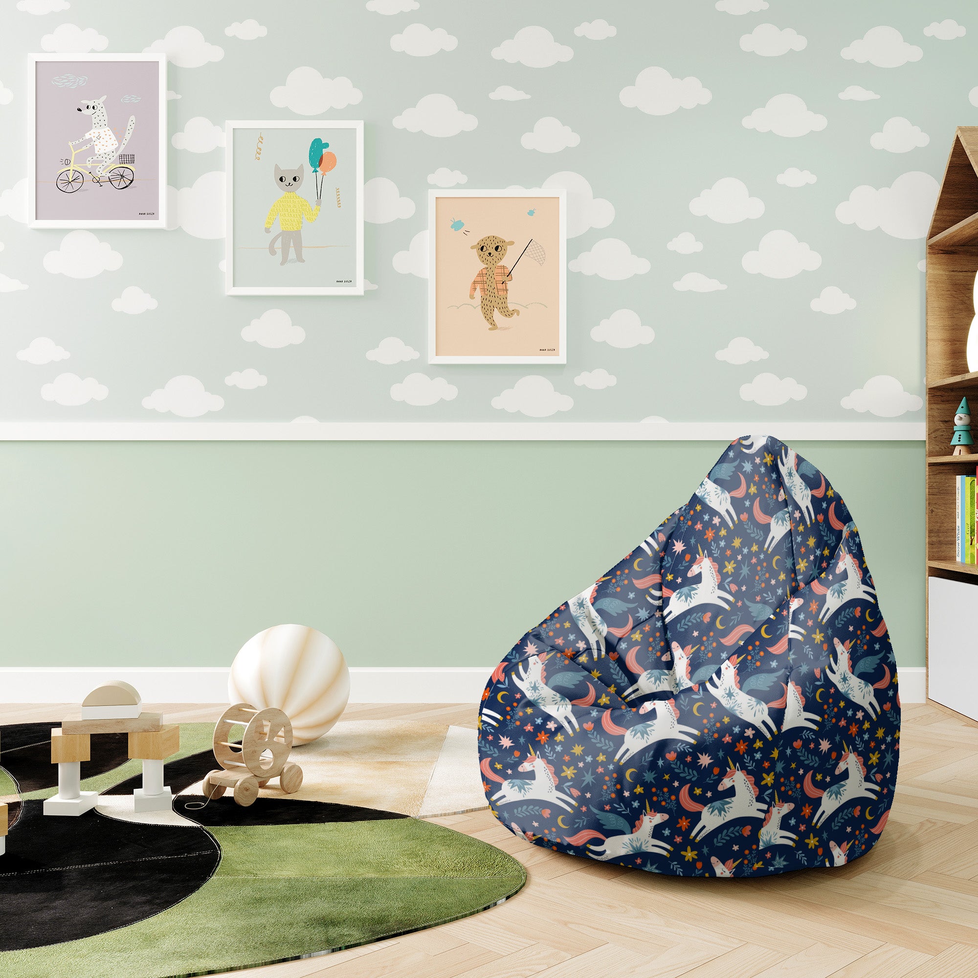 Pearshape Fairy Unicorns-S Velvet Pouf