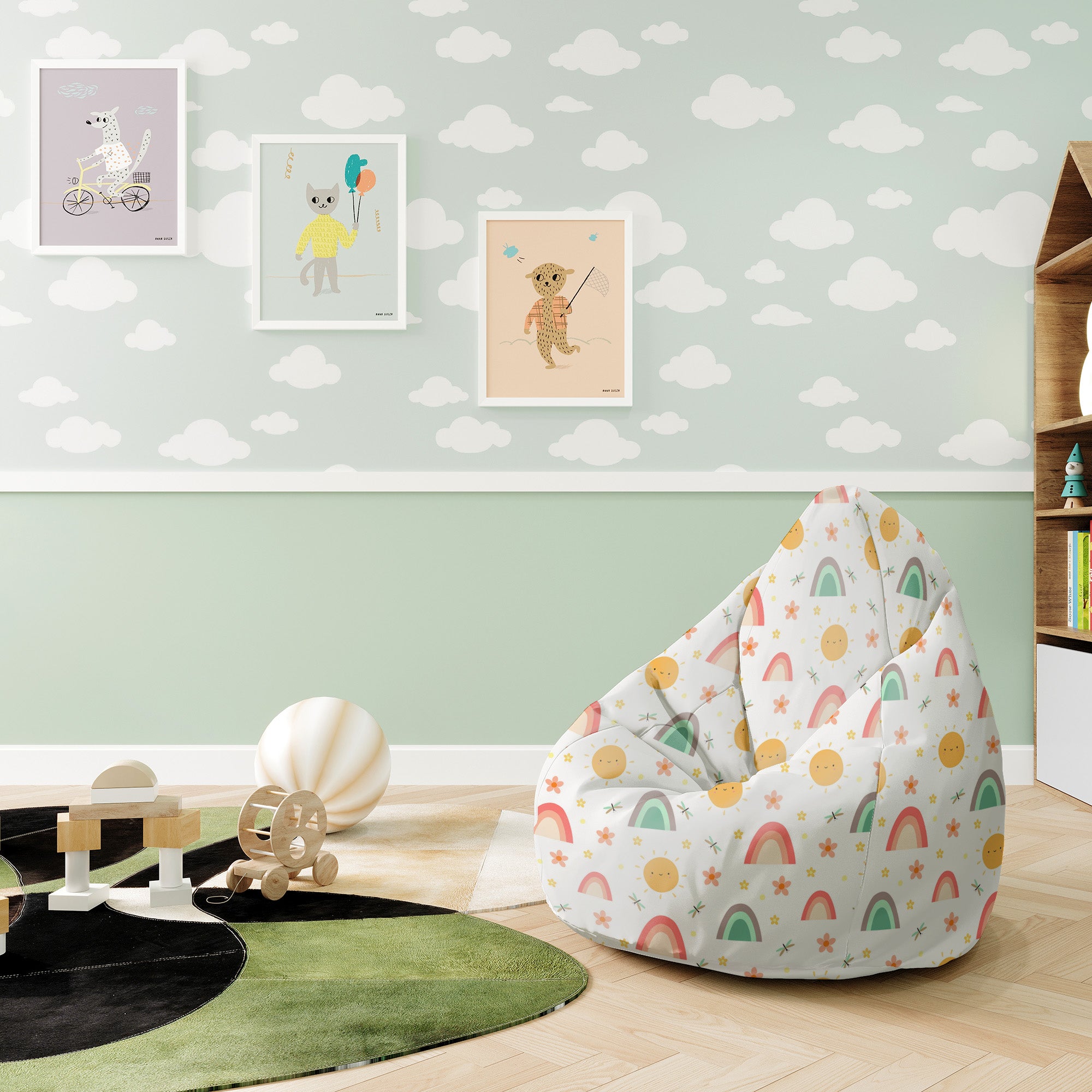 Pearshape Pouf Rainbow and Sun-S-Oxford