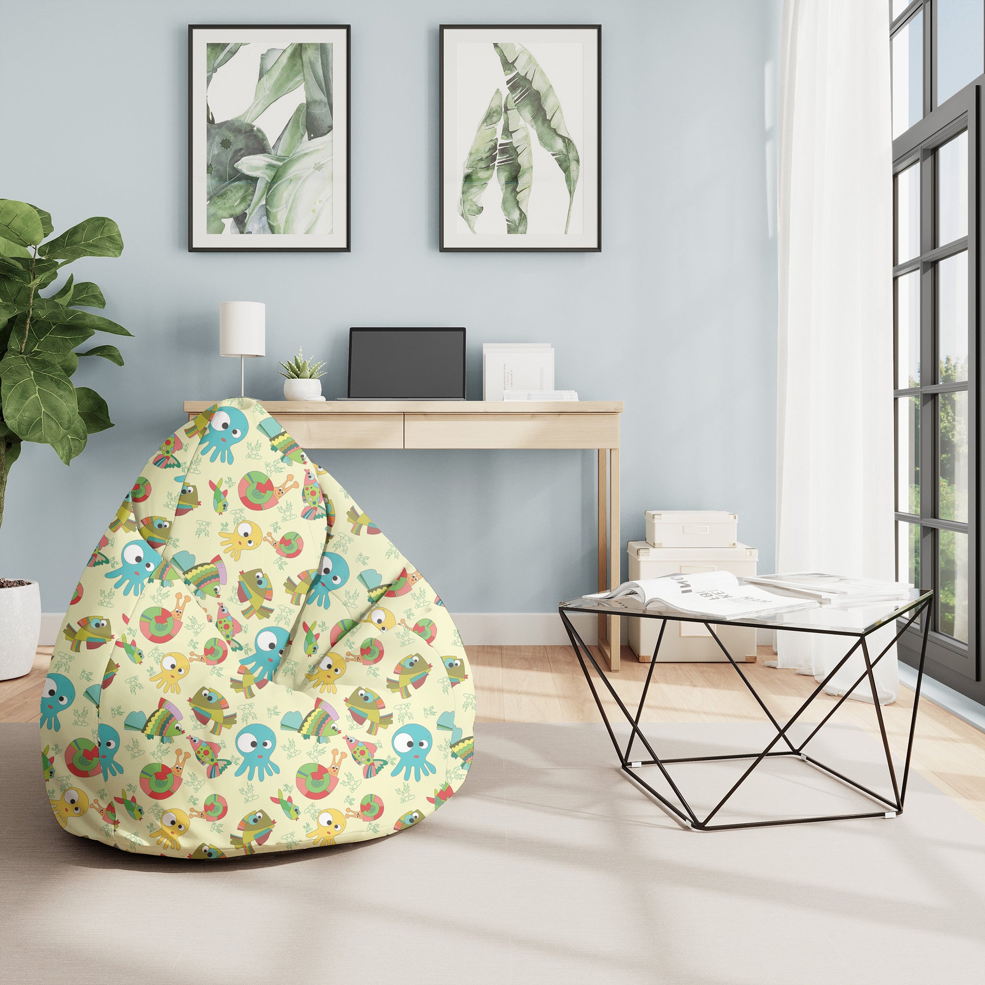 Pearshape Funny Sea Animals Pouf-M-Velvet