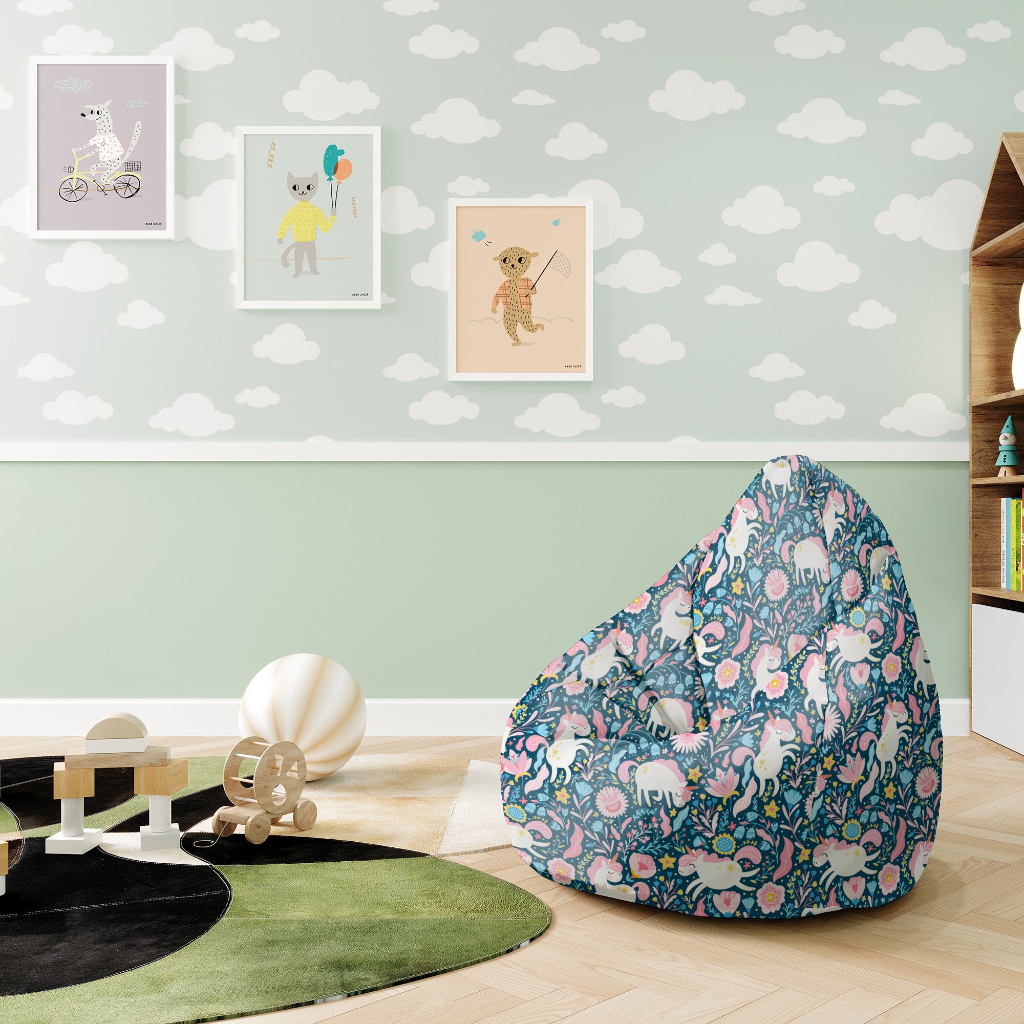 Pearshape Puff Unicorn in the Flowers-S-Velvet