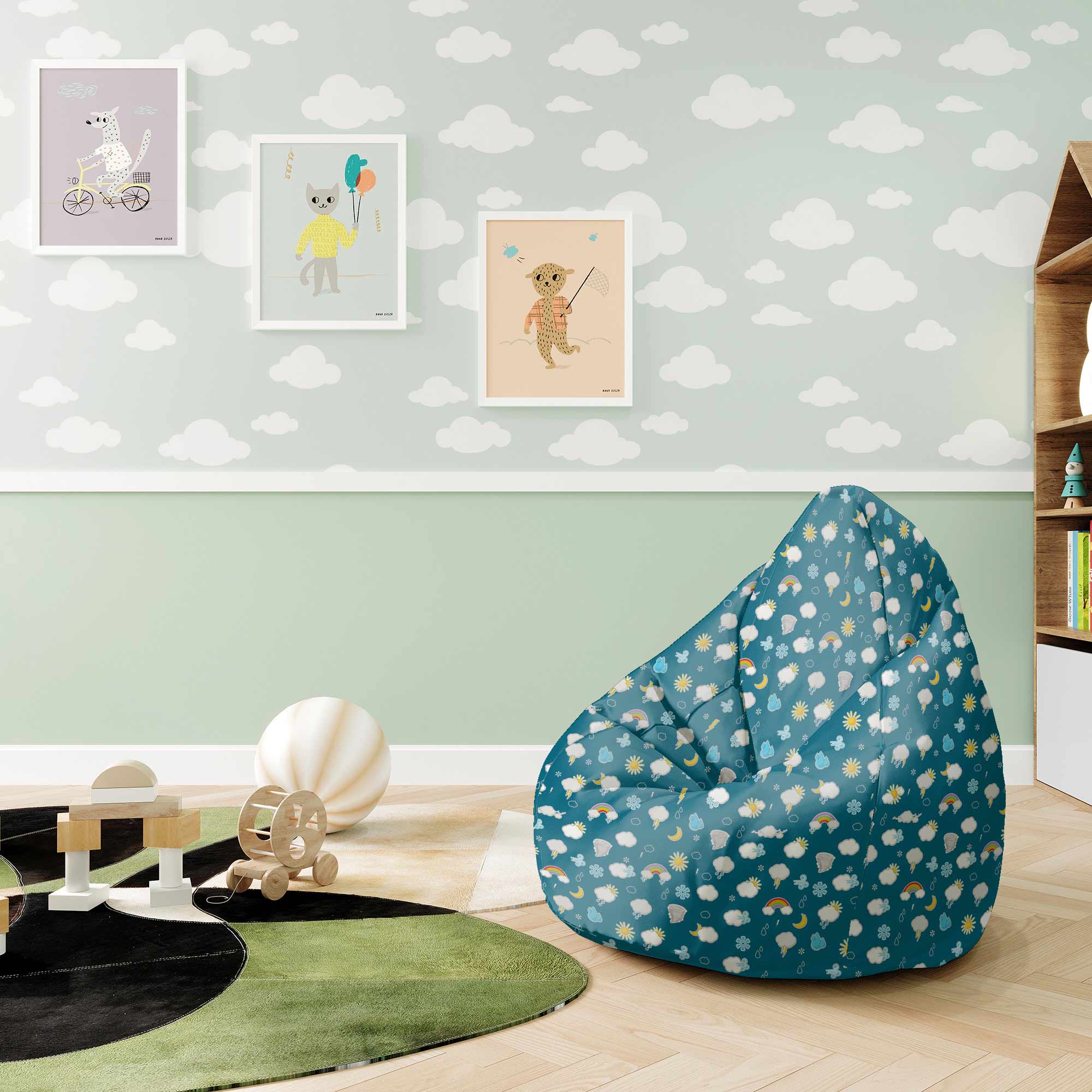 Pearshape Beanbag Rainy Weather-S-Velvet