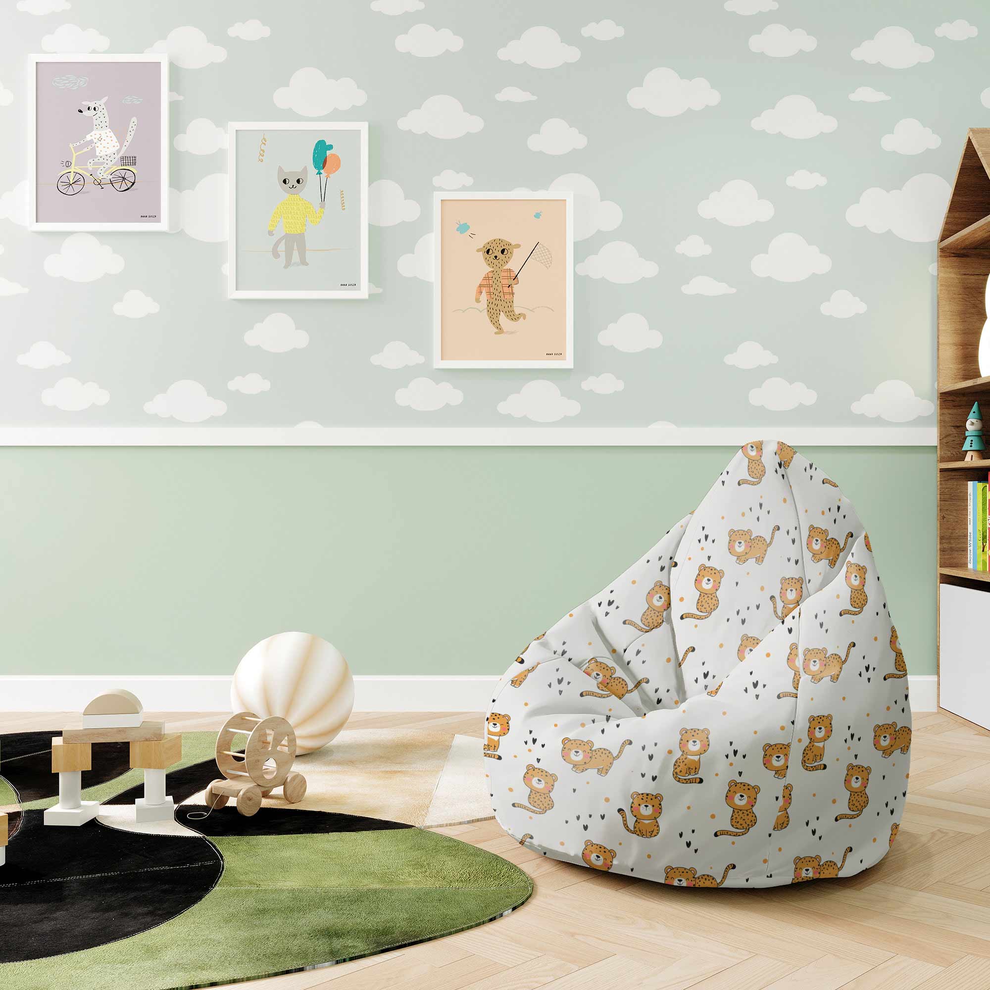 Sedací vak Pearshape Baby Tiger-S-Velvet