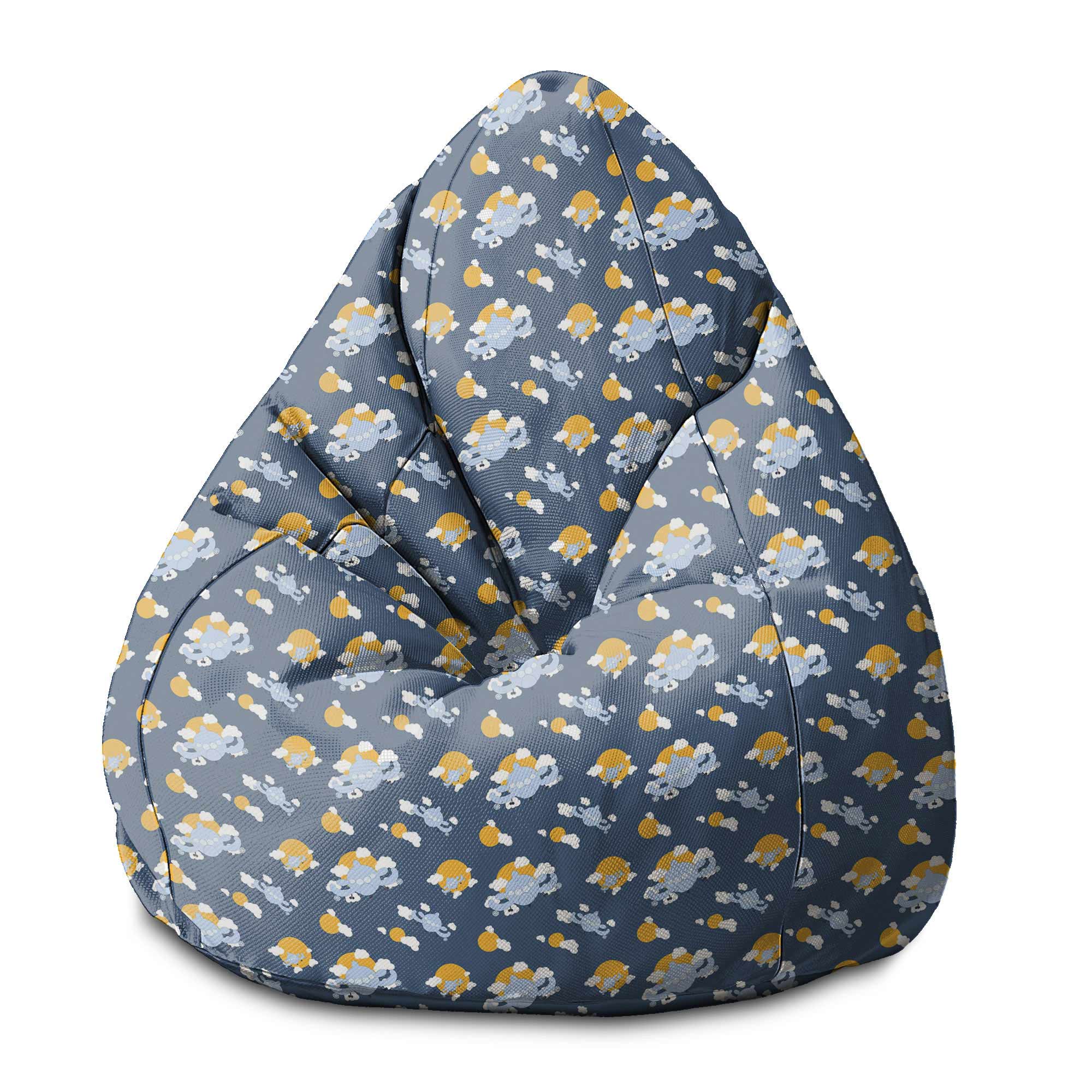 Pearshape Blue Planes-S Velvet Pouf