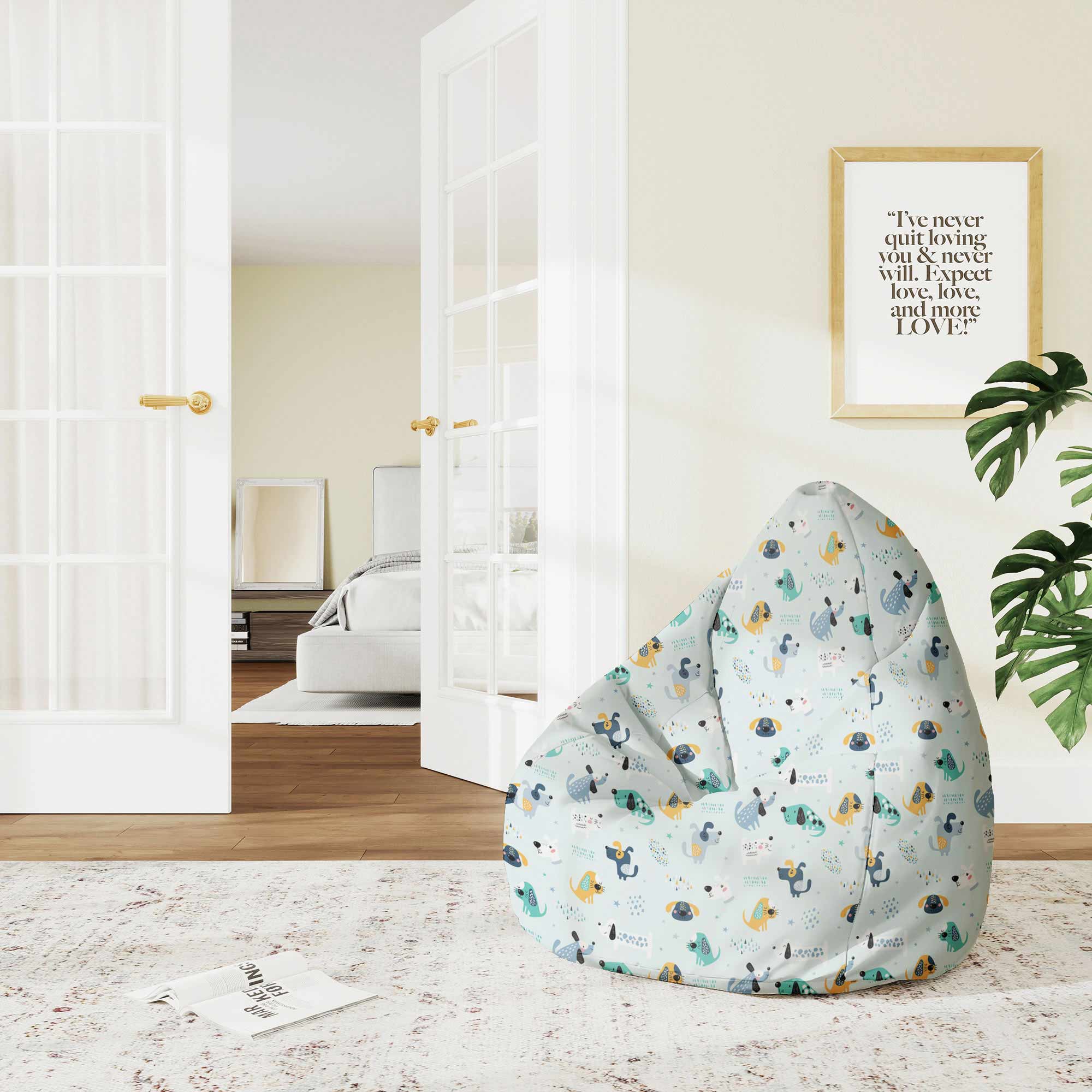 Pear-shaped Pouf Cartoon Colorful Dogs-M-Velvet