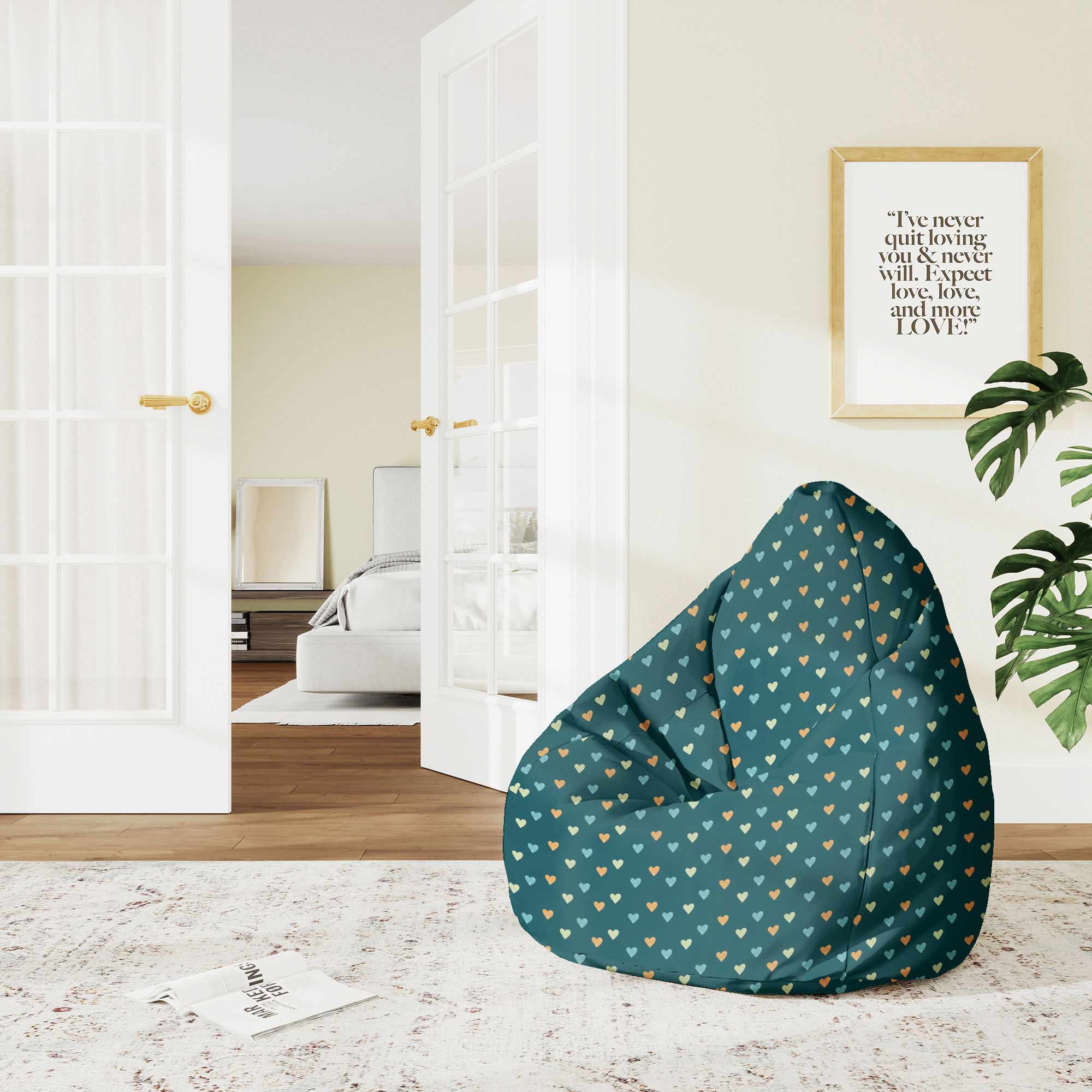 Pear-shaped Pouf Colorful Hearts-M-Velvet