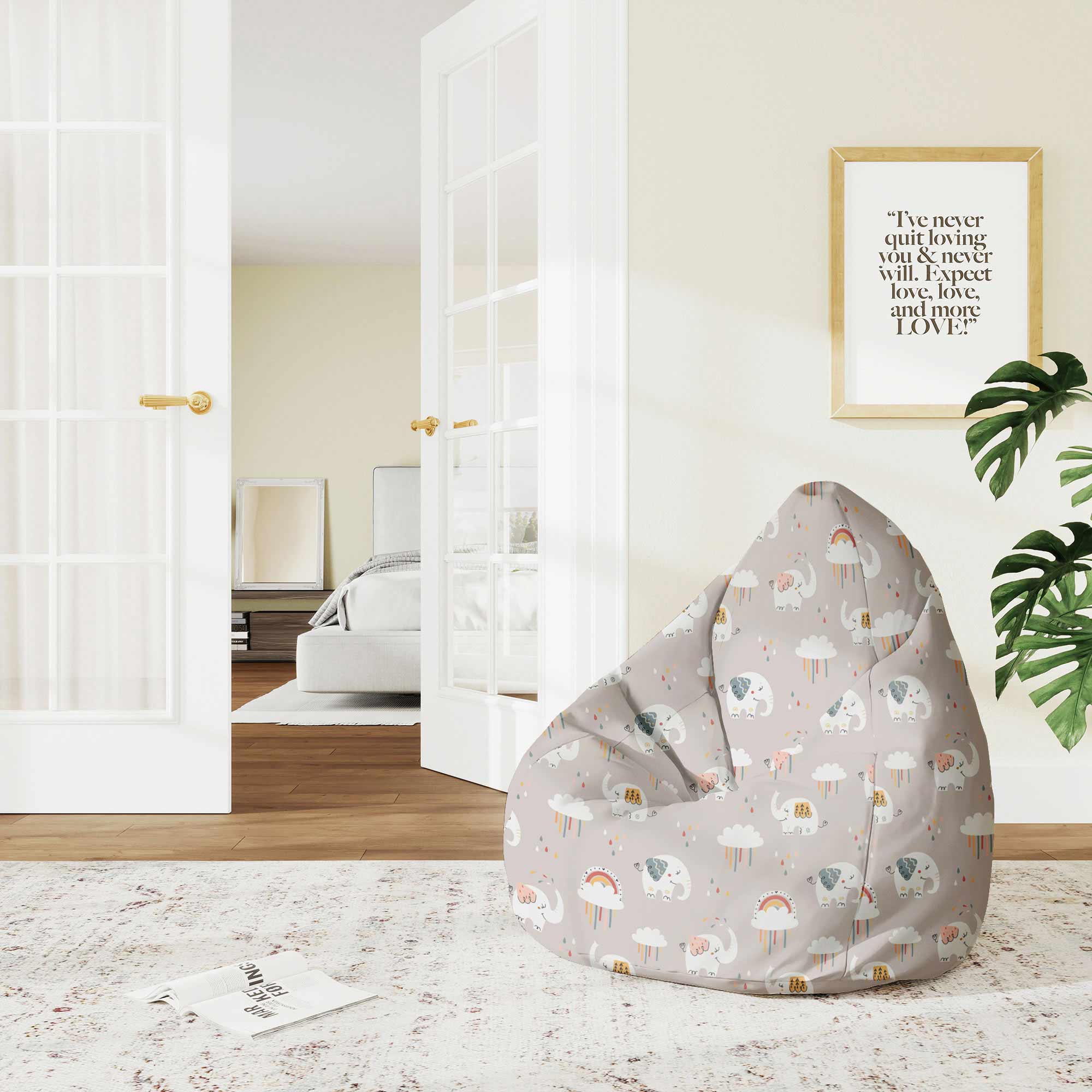 Puf Pearshape Elephant and Rainbow Clouds-M-Velvet