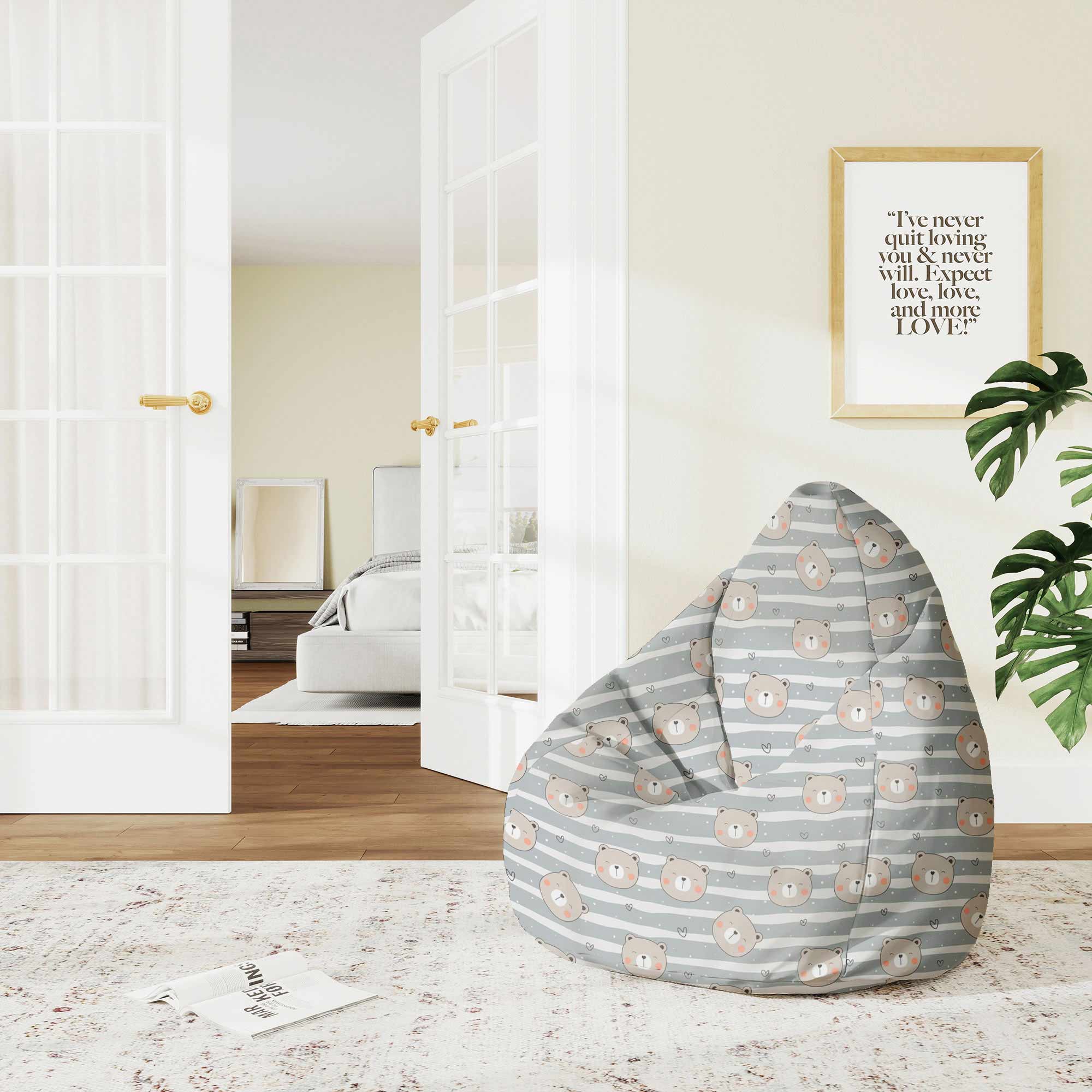 Pearshape Pouf Happy Bear-M-Velvet