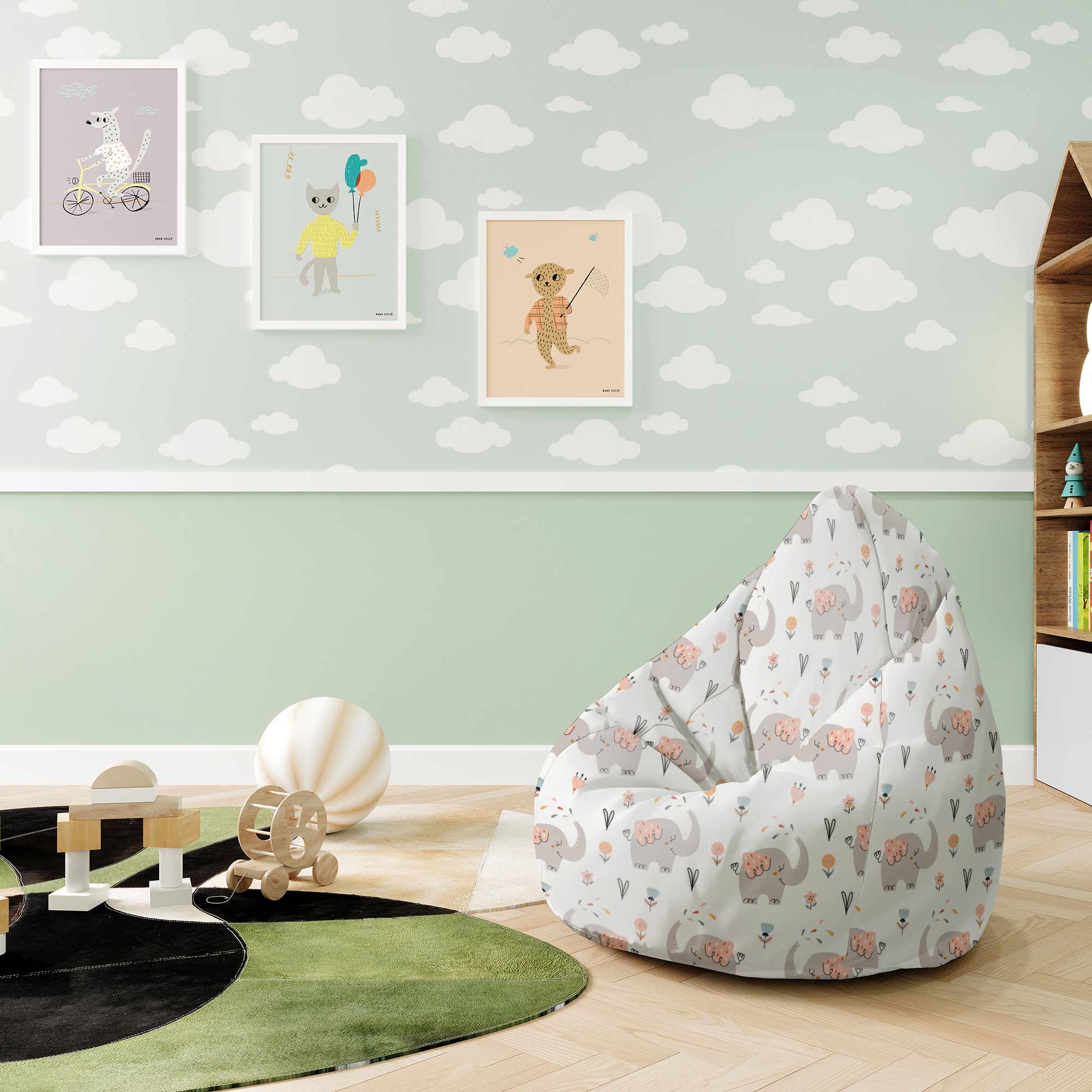 Pearshape Pouf Happy Elephant-S-Oxford