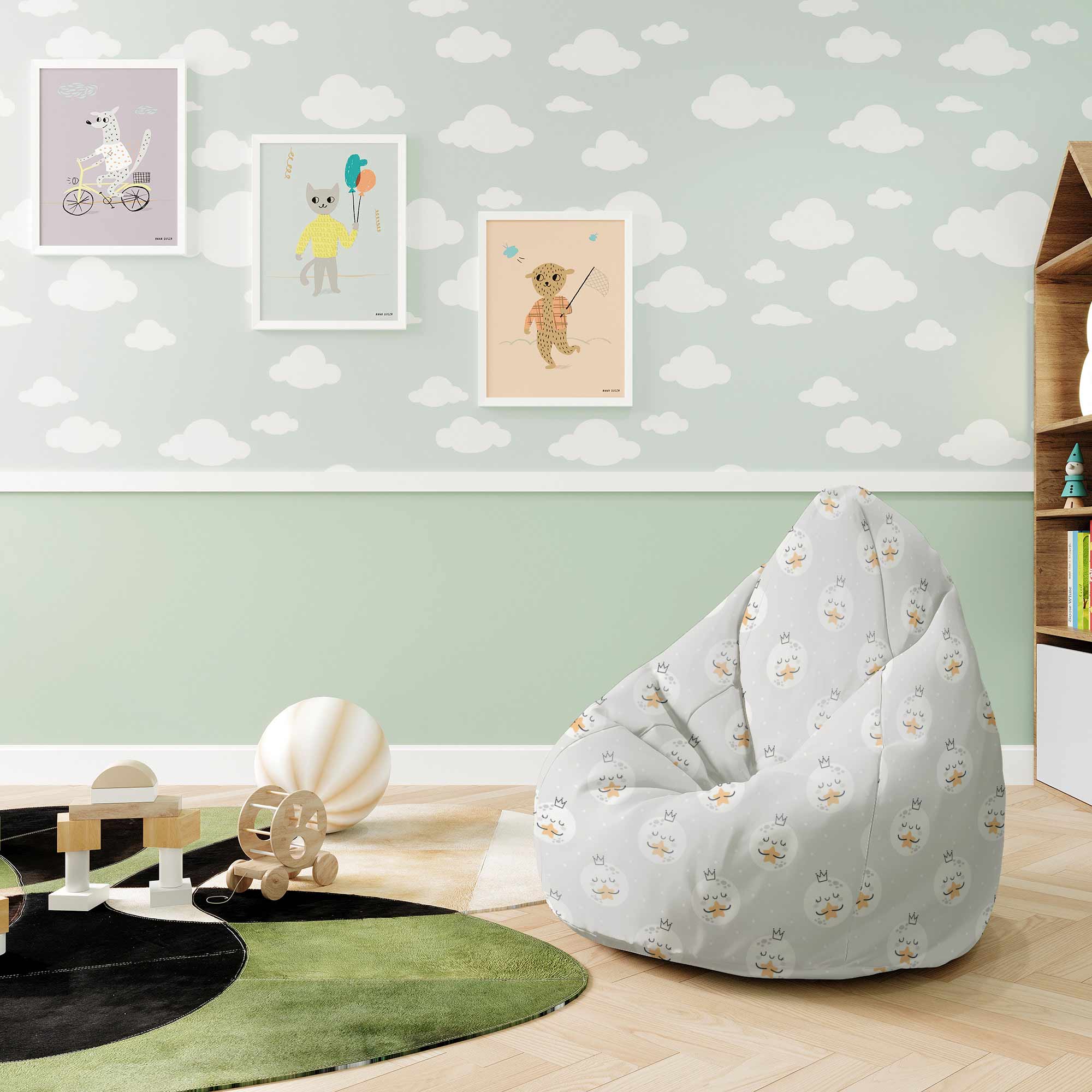 Pearshape Pouf Moon and Star