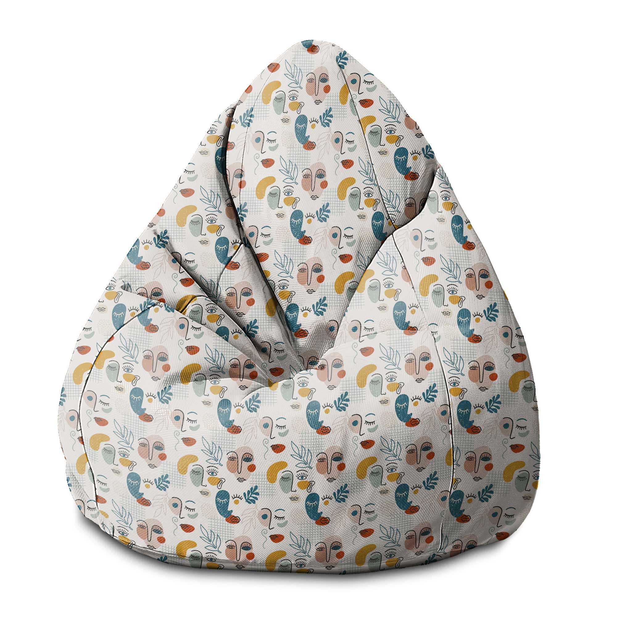 Pearshape Abstract Faces-S Oxford Pouf
