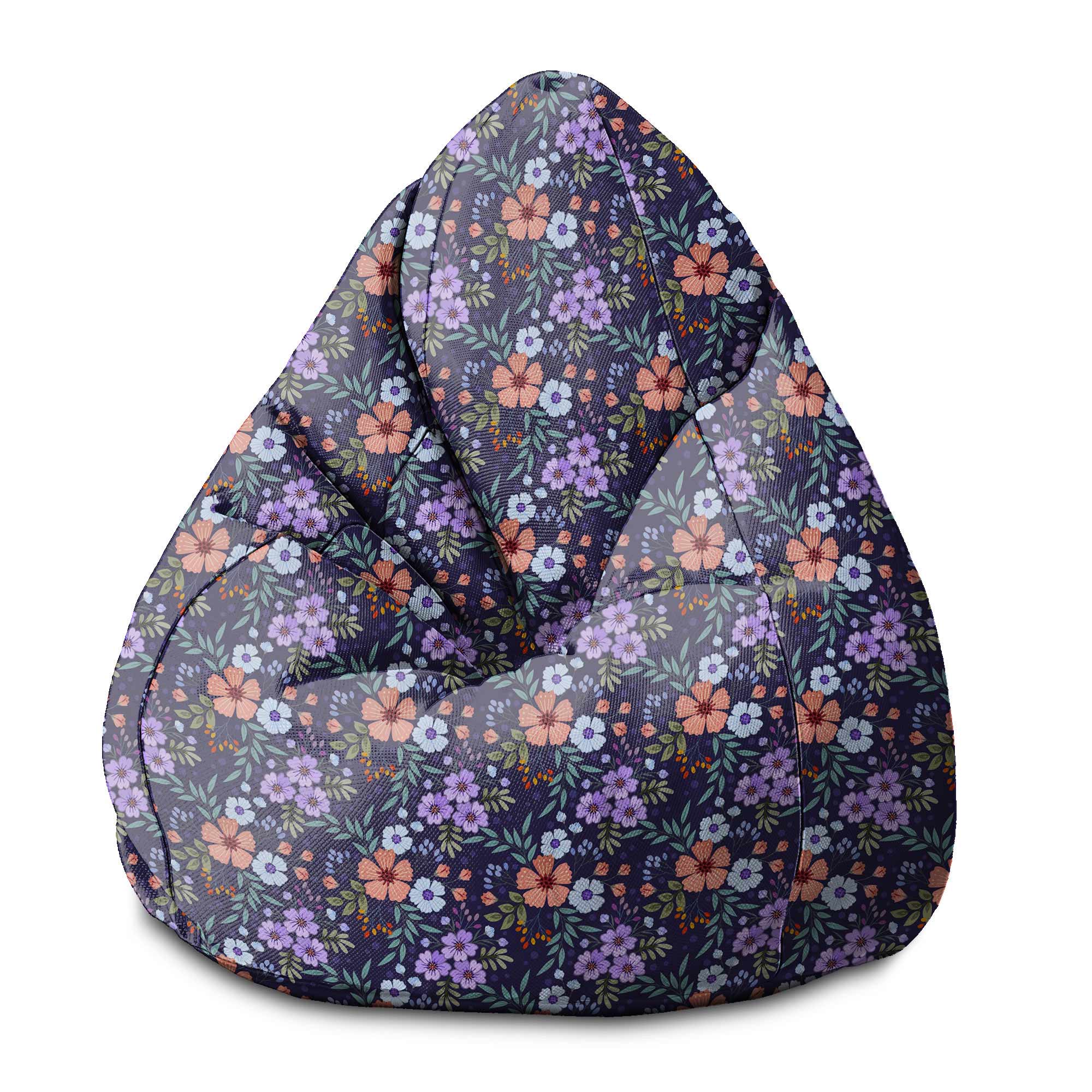 Pearshape Botanical Pattern Pouf