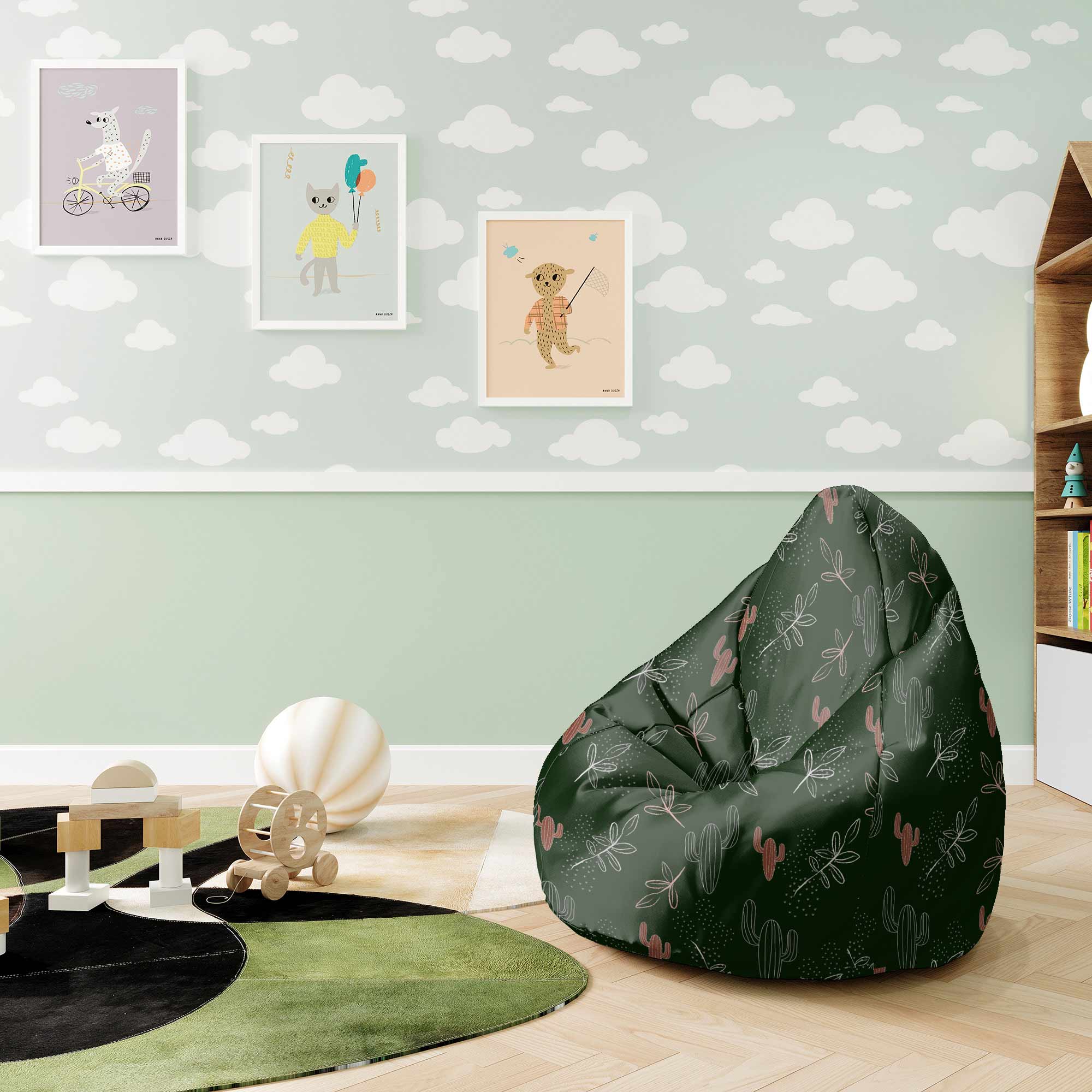 Pearshape Pouf Cactus Doodles