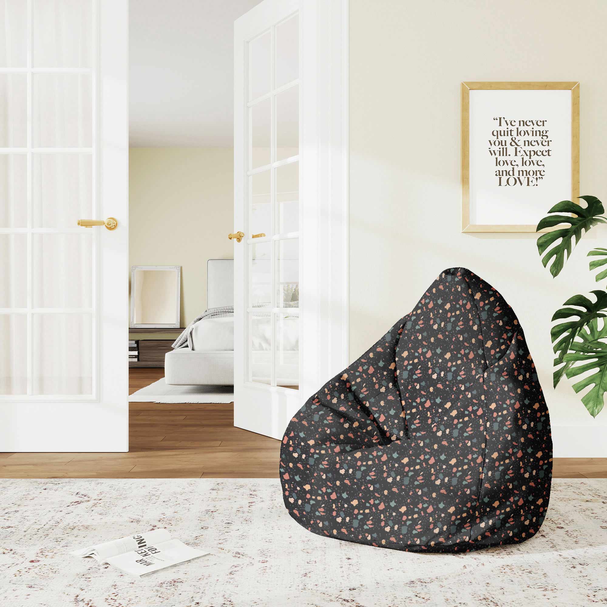 Pearshape Pouf Dark Terrazzo-M-Velvet