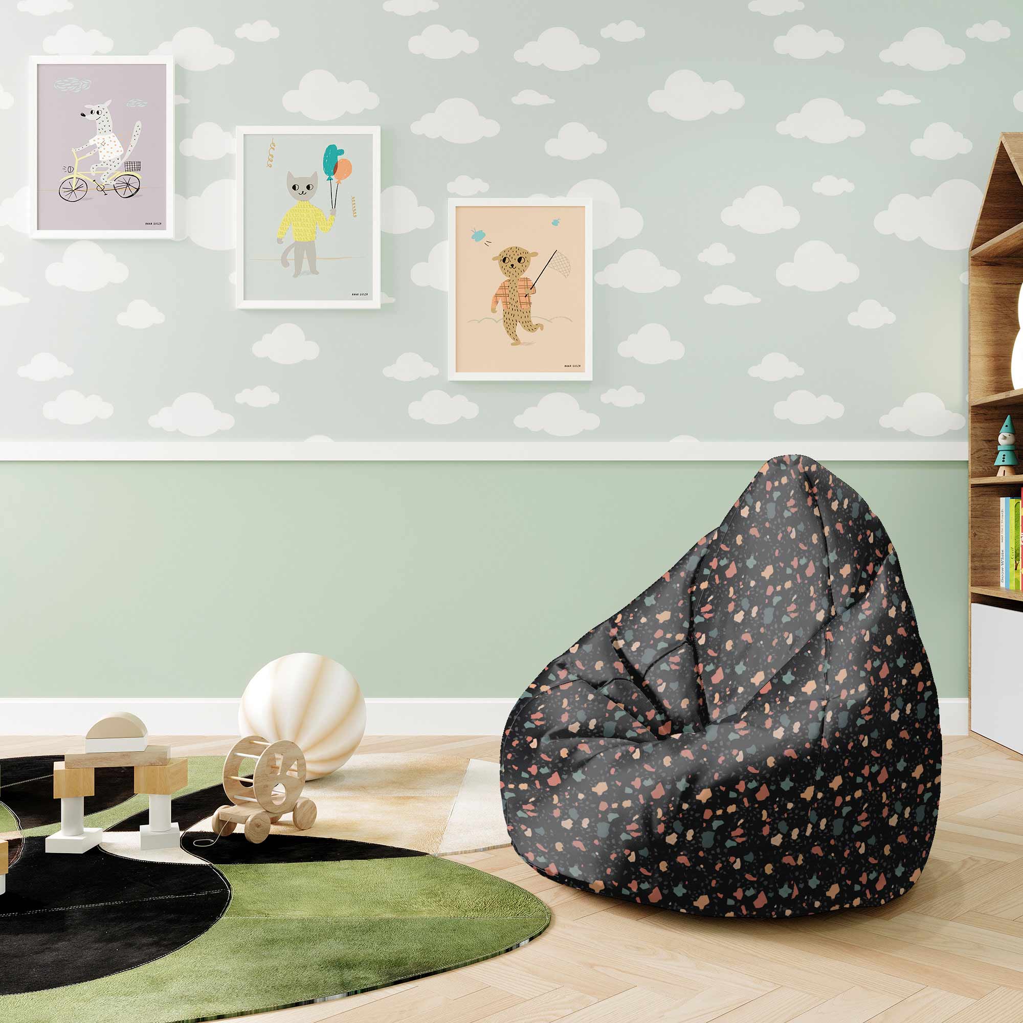 Pearshape Pouf Dark Terrazzo
