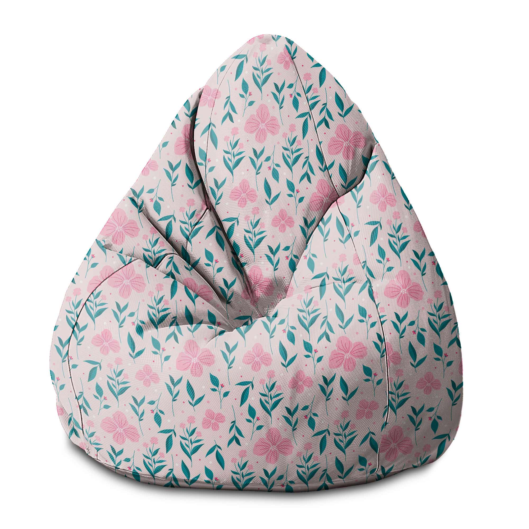Pearshape Pouf Delicate Pink Flowers