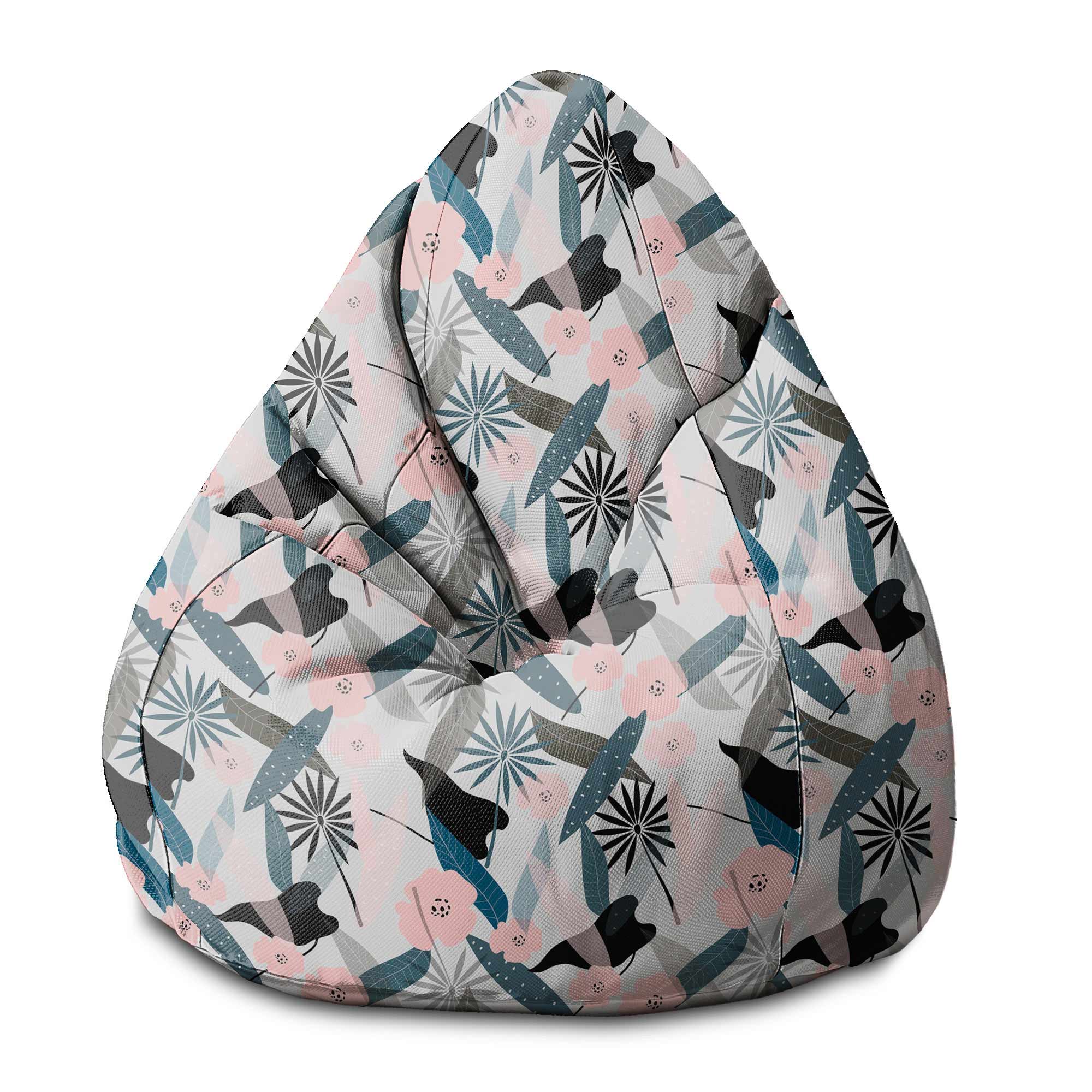 Pearshape Pouf Early Morning Flowers-S-Velvet