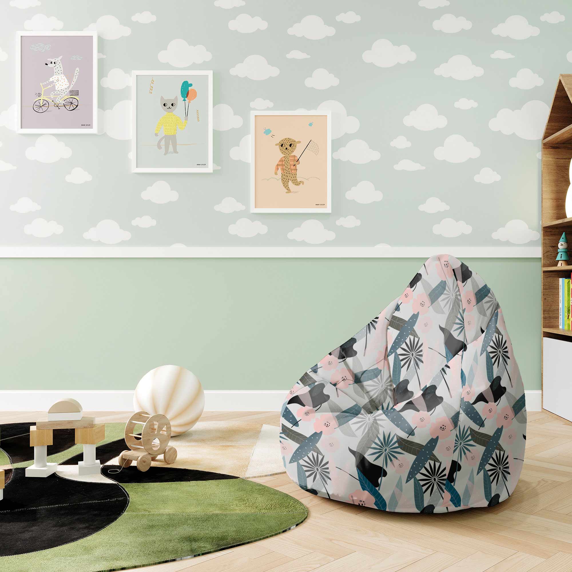 Pearshape Pouf Early Morning Flowers