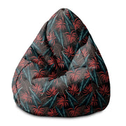 Pearshape Pouf Exotic Leaves on Dark-S-Velvet