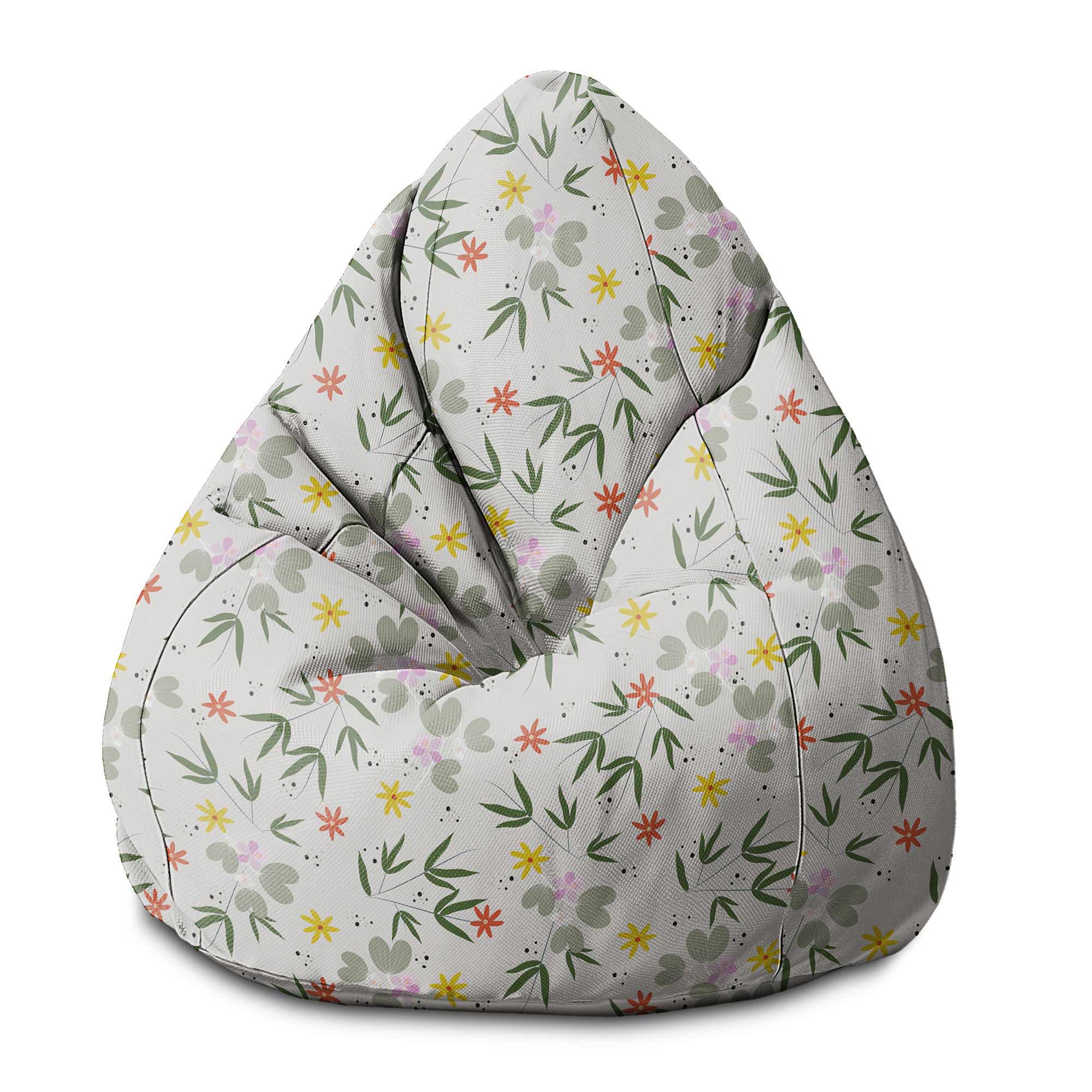 Pearshape Flower Doodling Pouf-S-Oxford