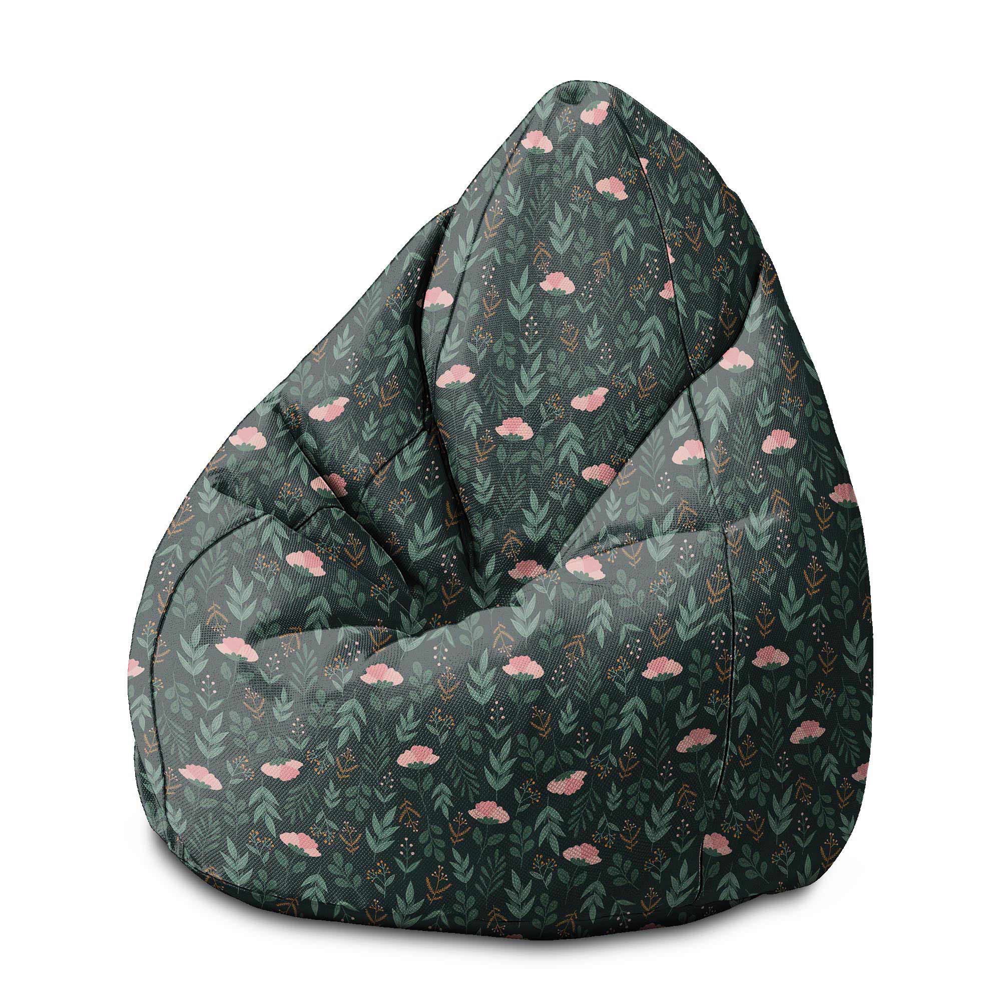 Pearshape Garden Leaves Pouf-M-Velvet
