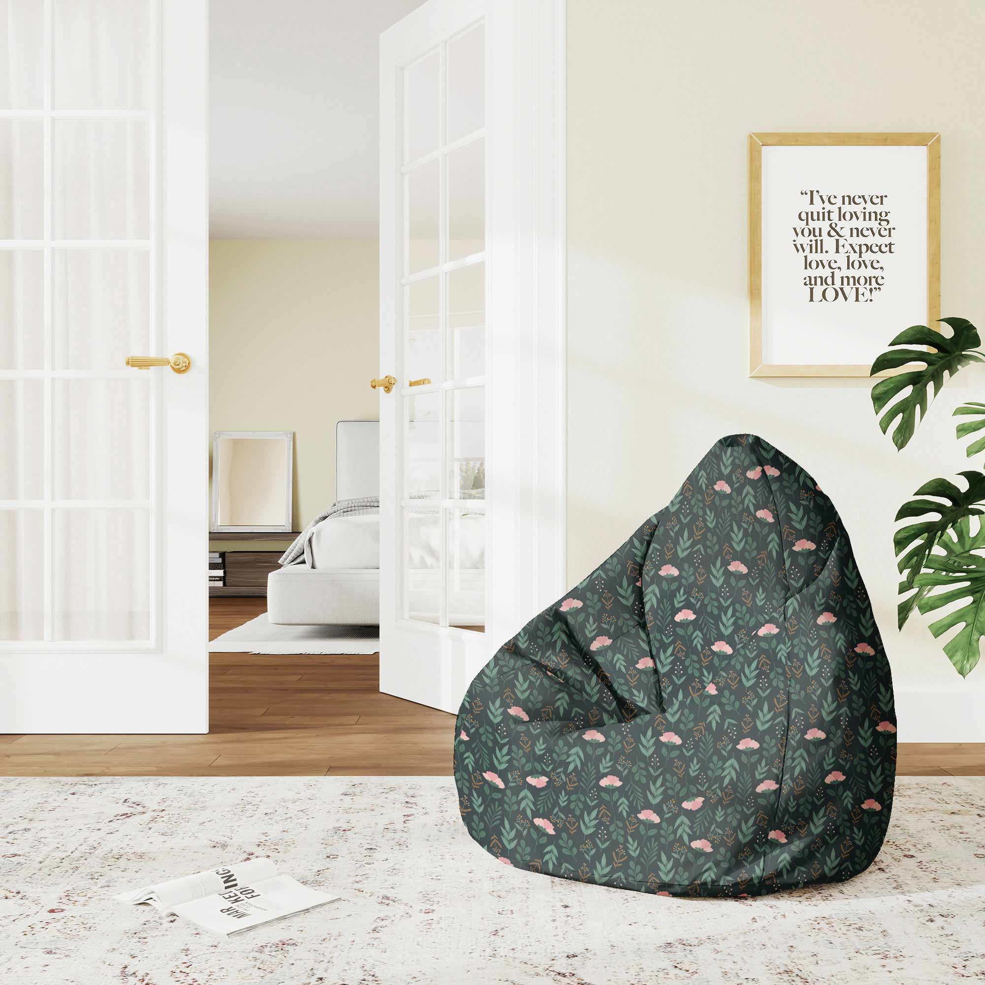 Pearshape Garden Leaves Pouf-M-Velvet