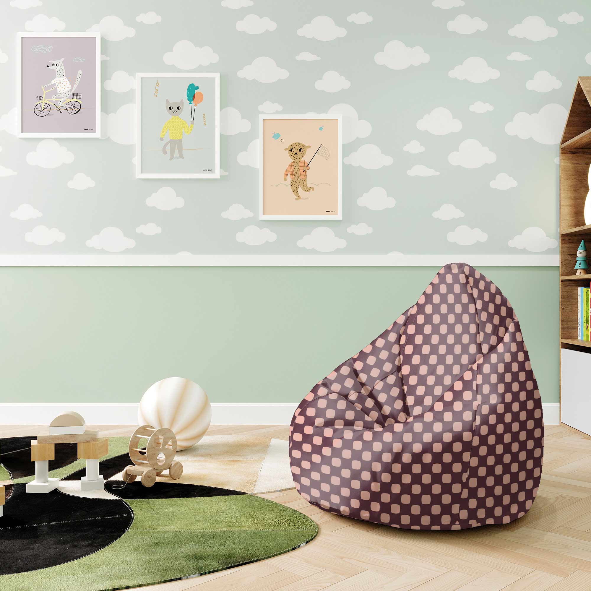 Pearshape Pouf Geometric Squares-S-Velvet