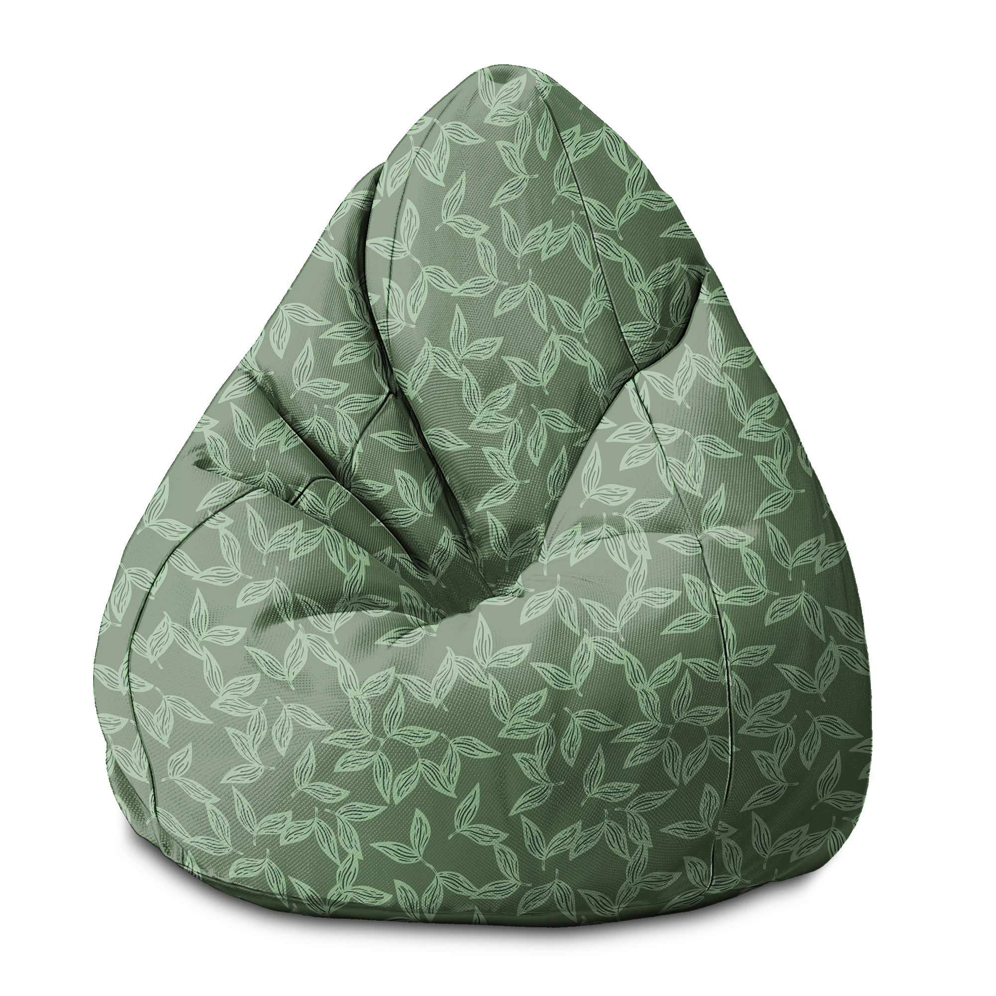 Pearshape Pouf Herbal Leaves Pattern-S-Velvet