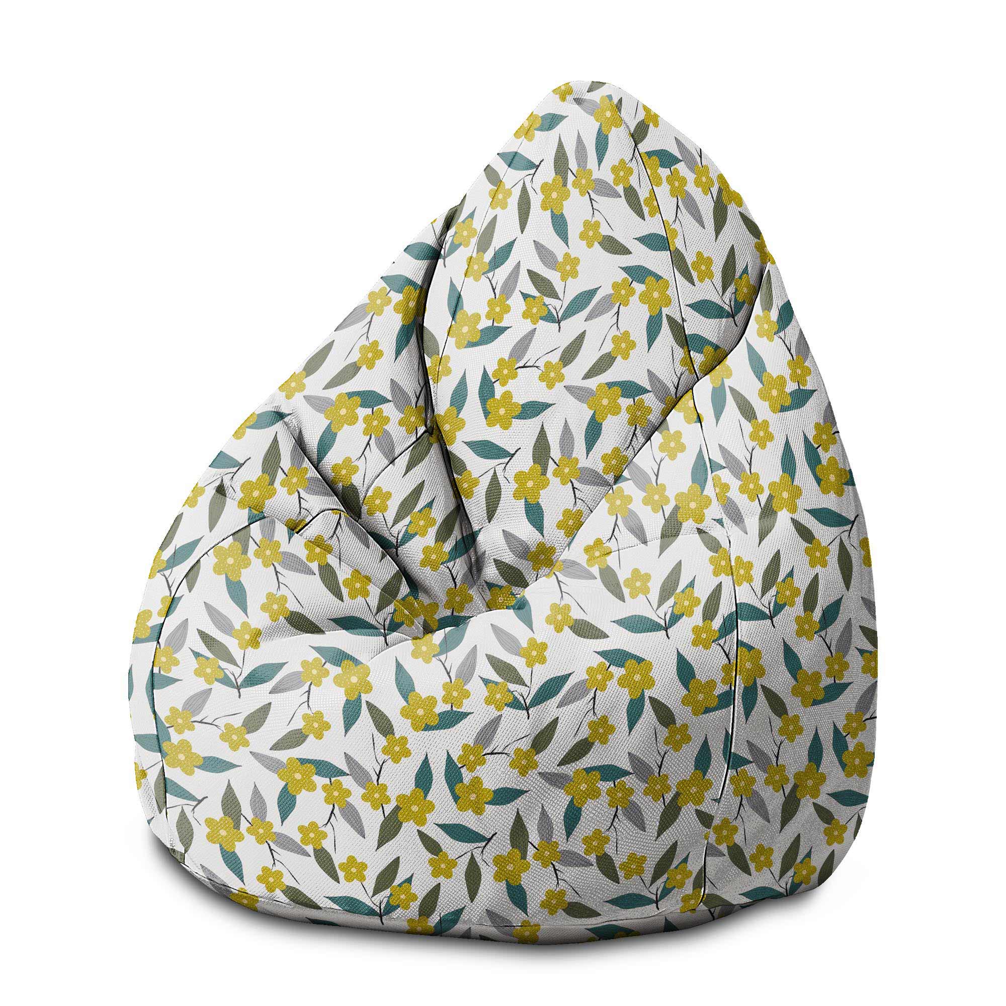 Pearshape Pouf Lemon Flowers-M-Oxford